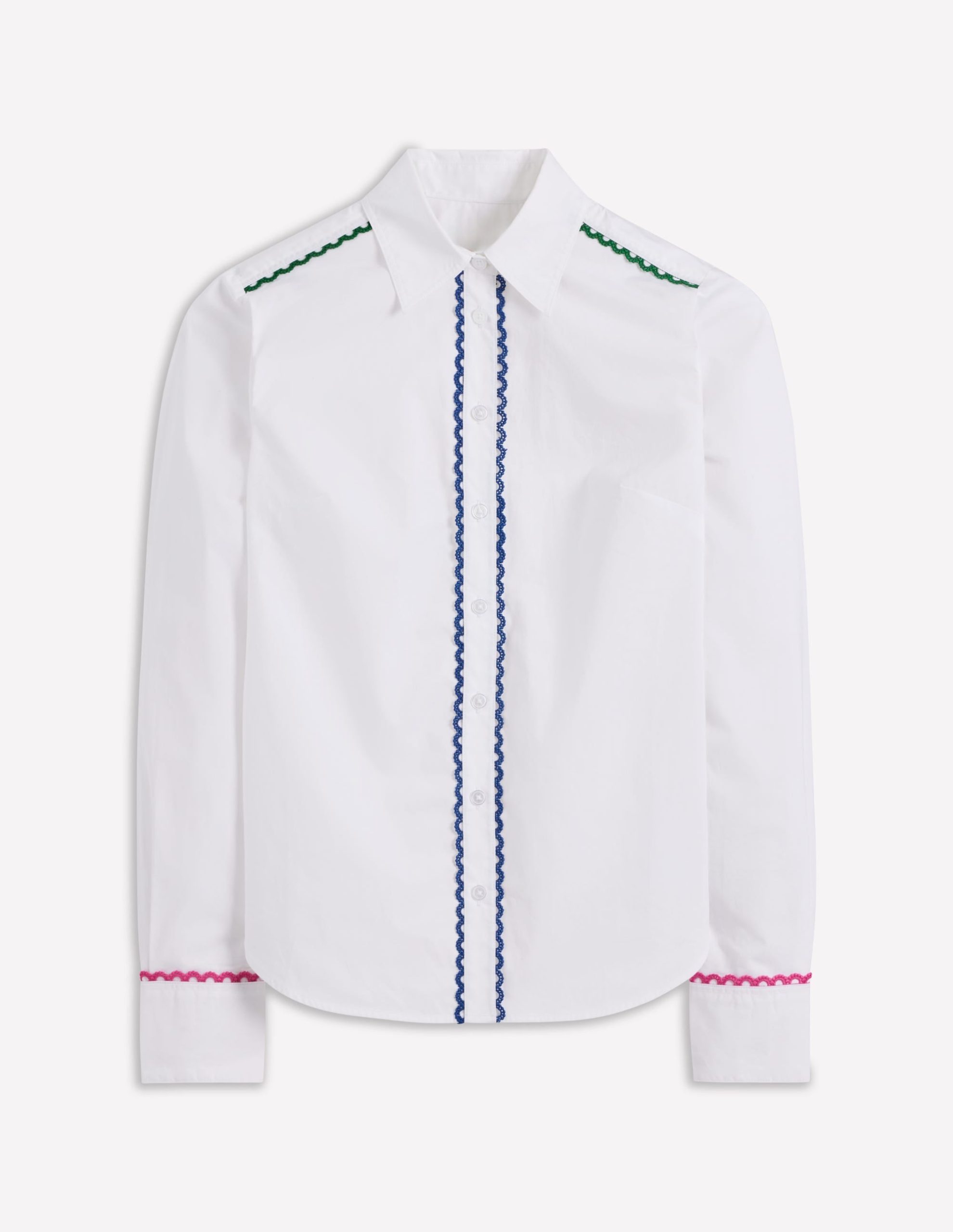 Sienna Interest Cotton Shirt-White. Multi Trim - Image 5