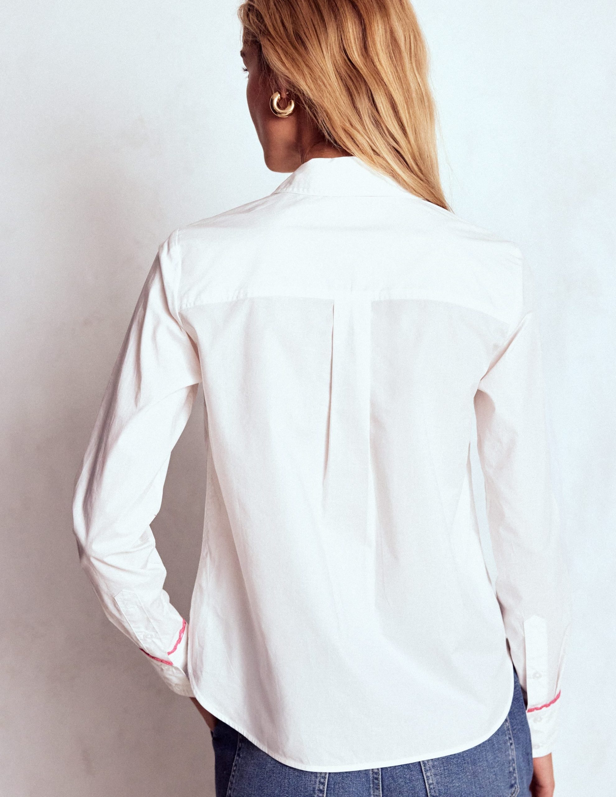 Sienna Interest Cotton Shirt-White. Multi Trim - Image 3