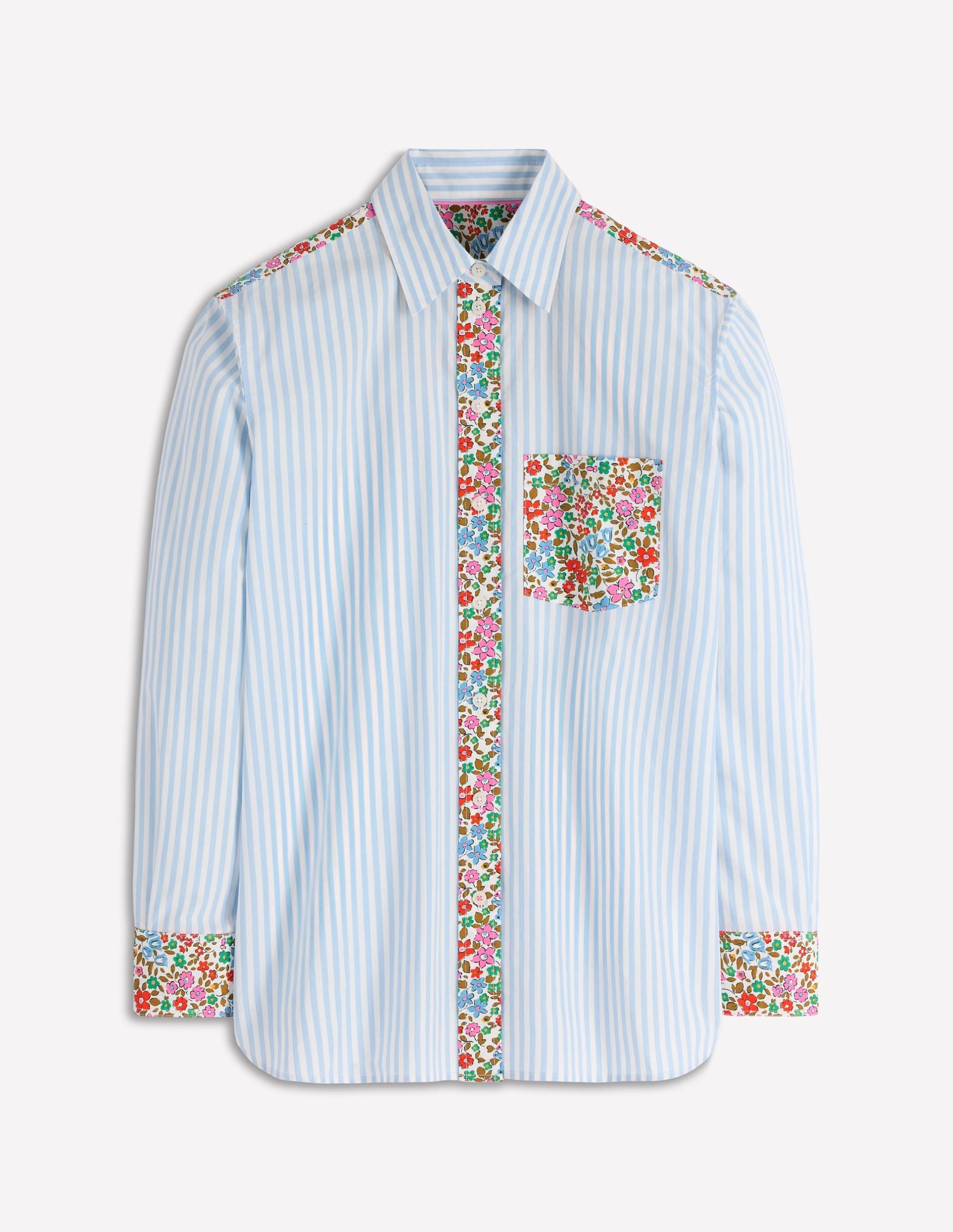 Sadie Relaxed Cotton Shirt-Blue Stripe. Flowerbed Hotch - Image 7