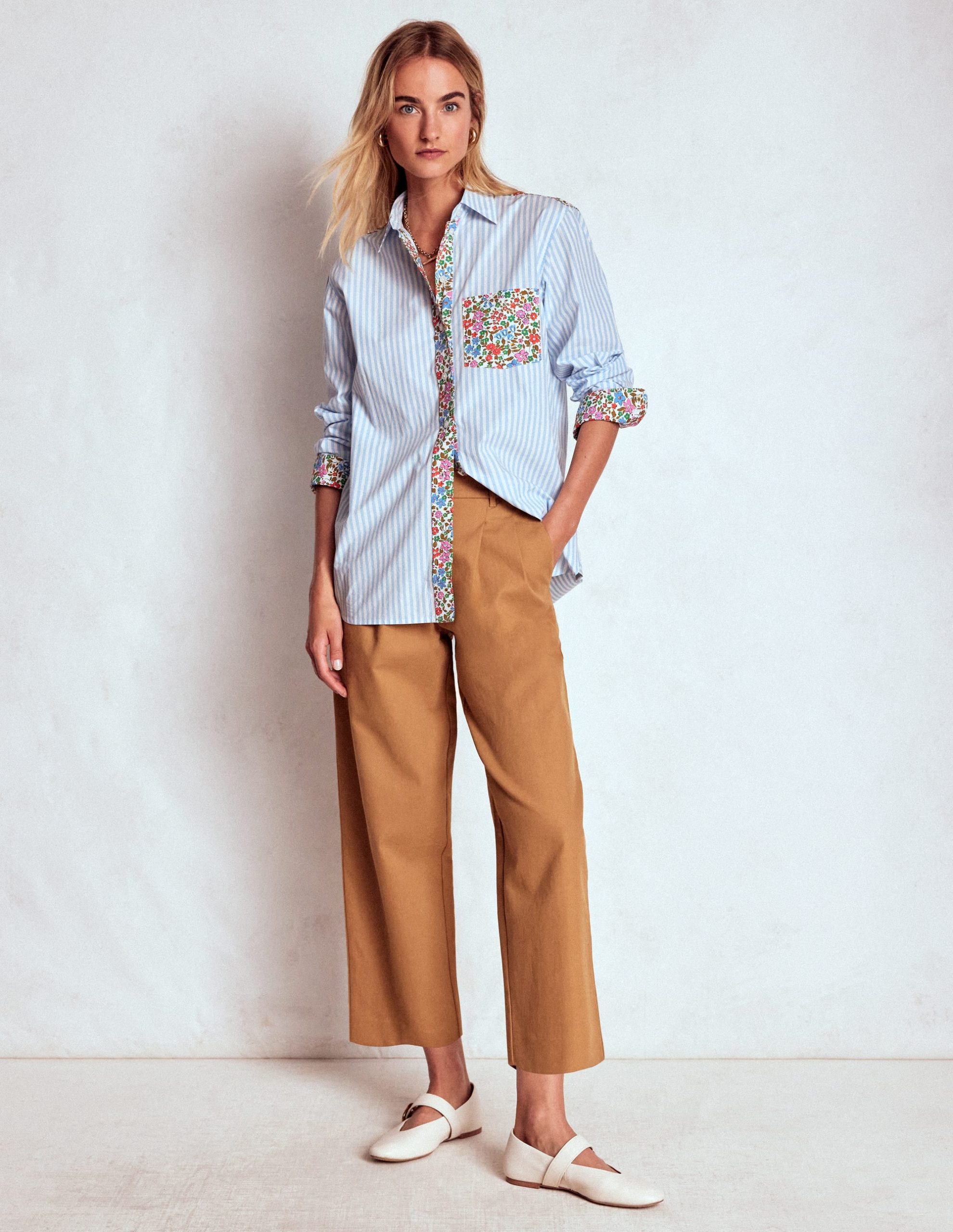 Sadie Relaxed Cotton Shirt-Blue Stripe. Flowerbed Hotch - Image 4