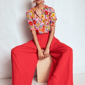 Ria Short Sleeve Top-Rose Bloom. Dahlia Trial