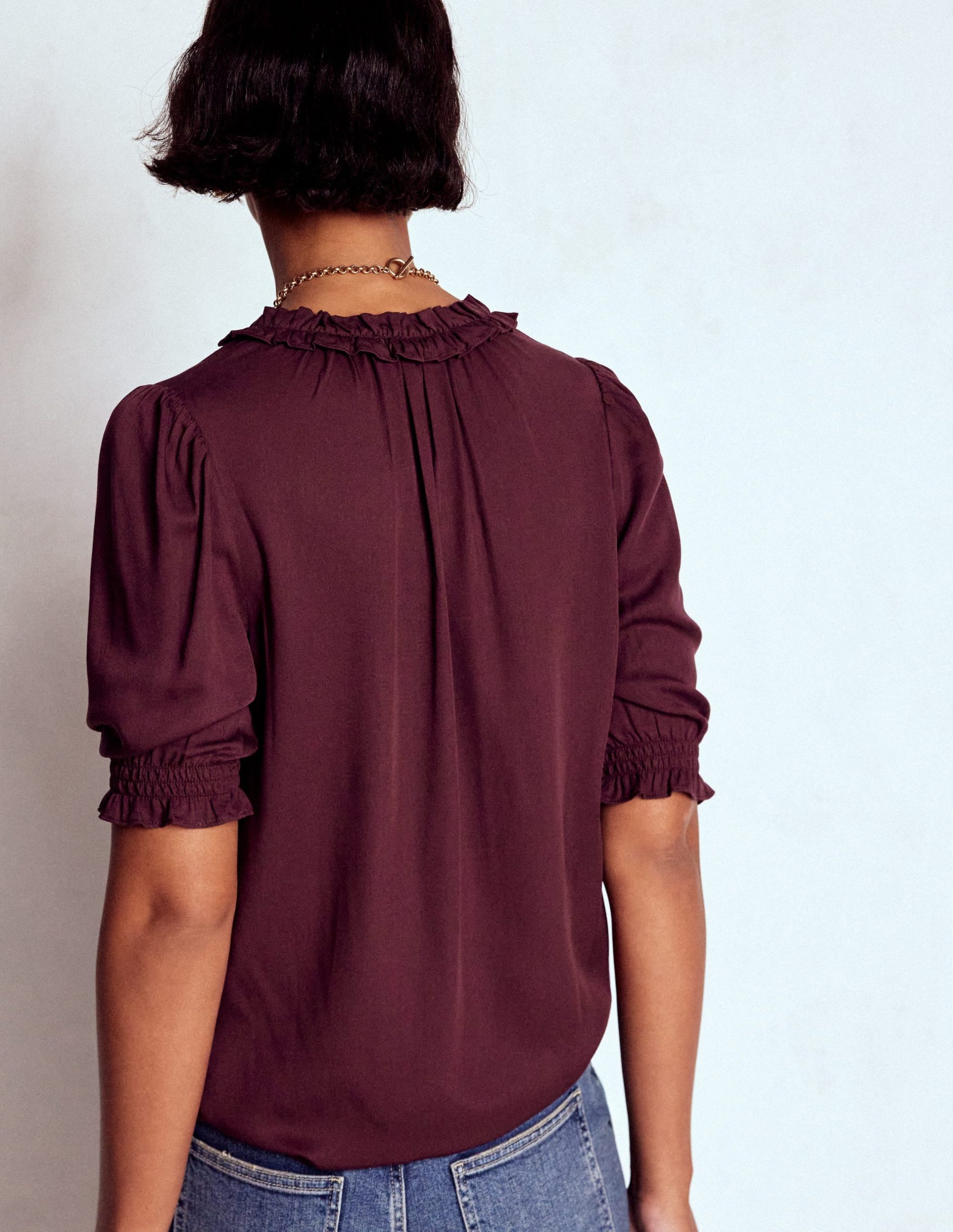 Ria Short Sleeve Top-Dark Cherry - Image 3
