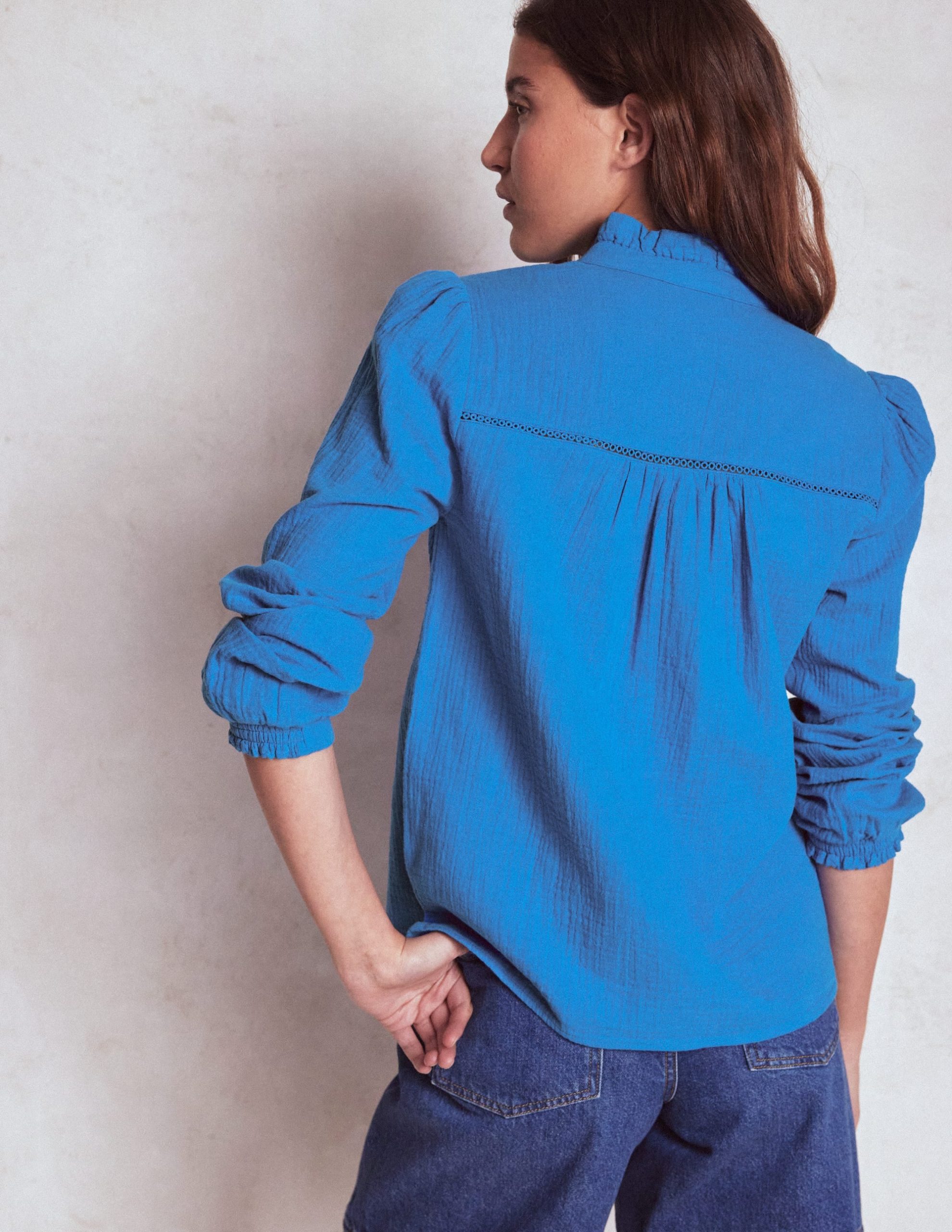 Helena Double Cloth Top-Kingfisher Blue - Image 3
