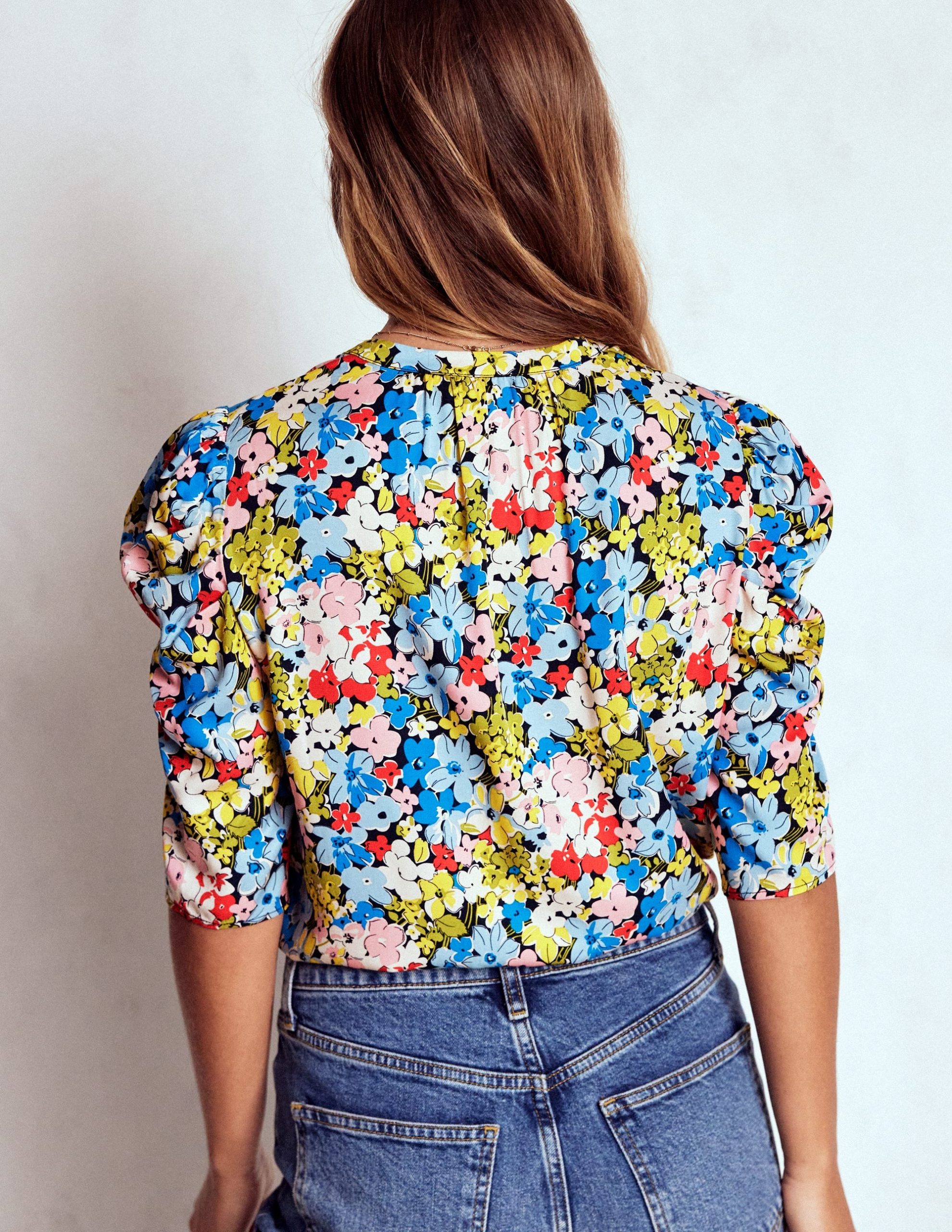 Mutton Sleeve Smart Top-Multi. Flowerbed Cluster - Image 3