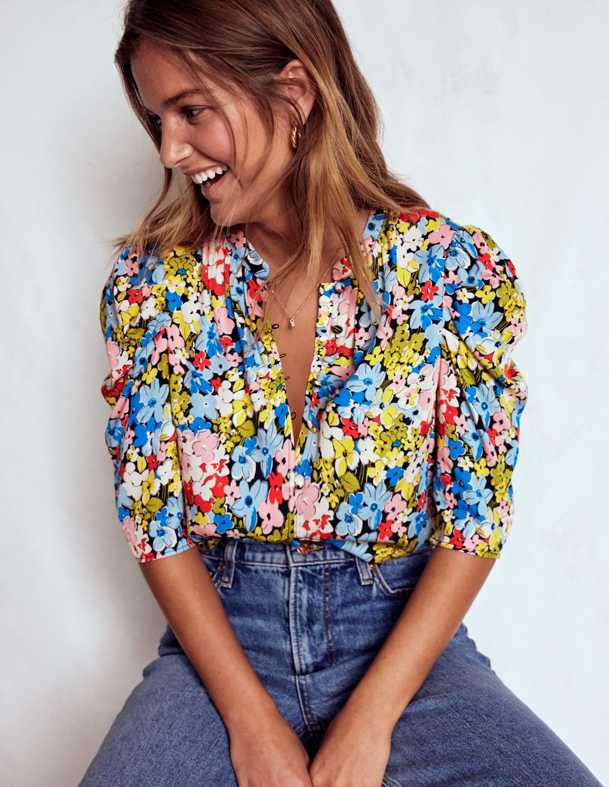 Mutton Sleeve Smart Top-Multi. Flowerbed Cluster - Image 4