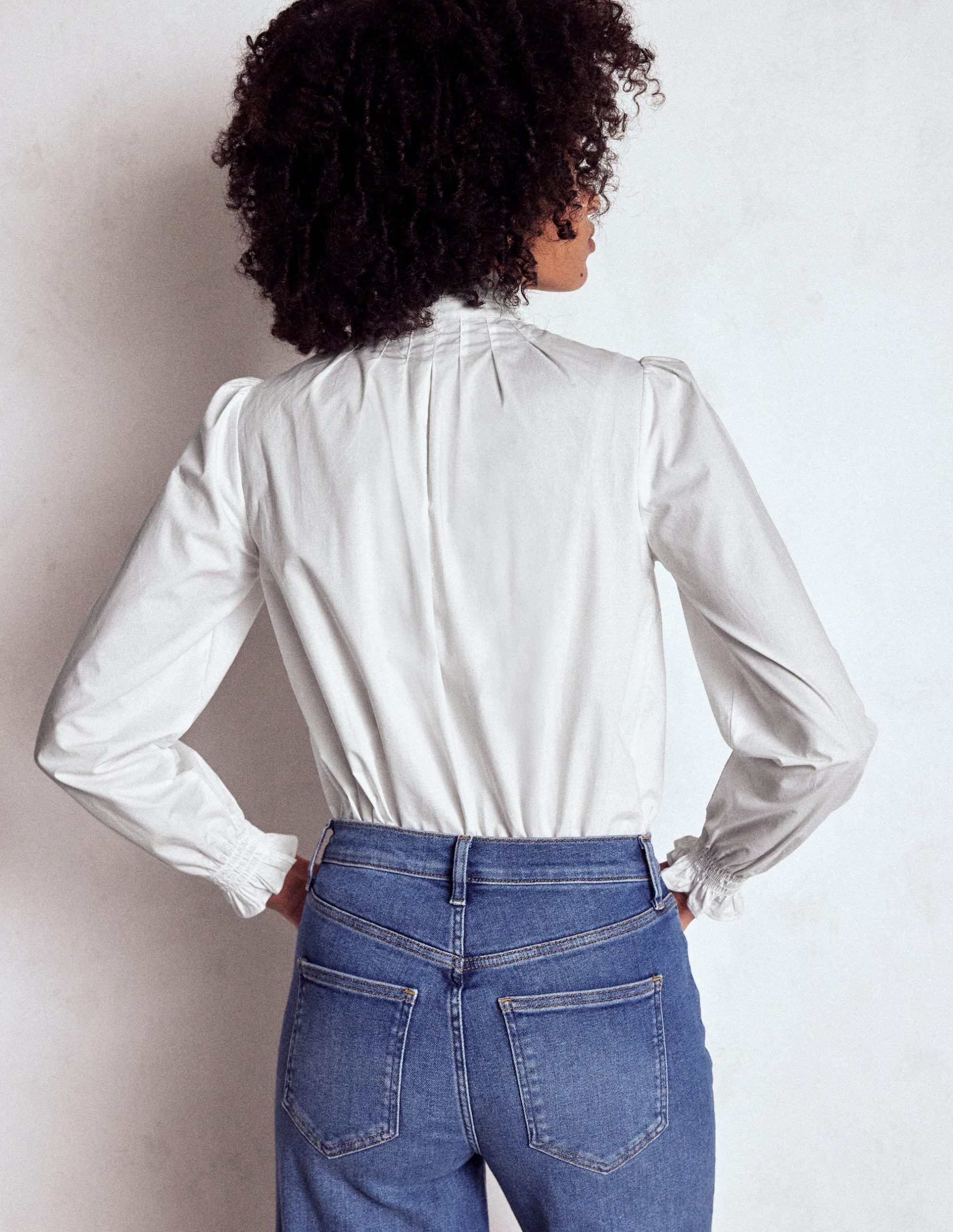 Lorna Pleated Cotton Top-White - Image 3