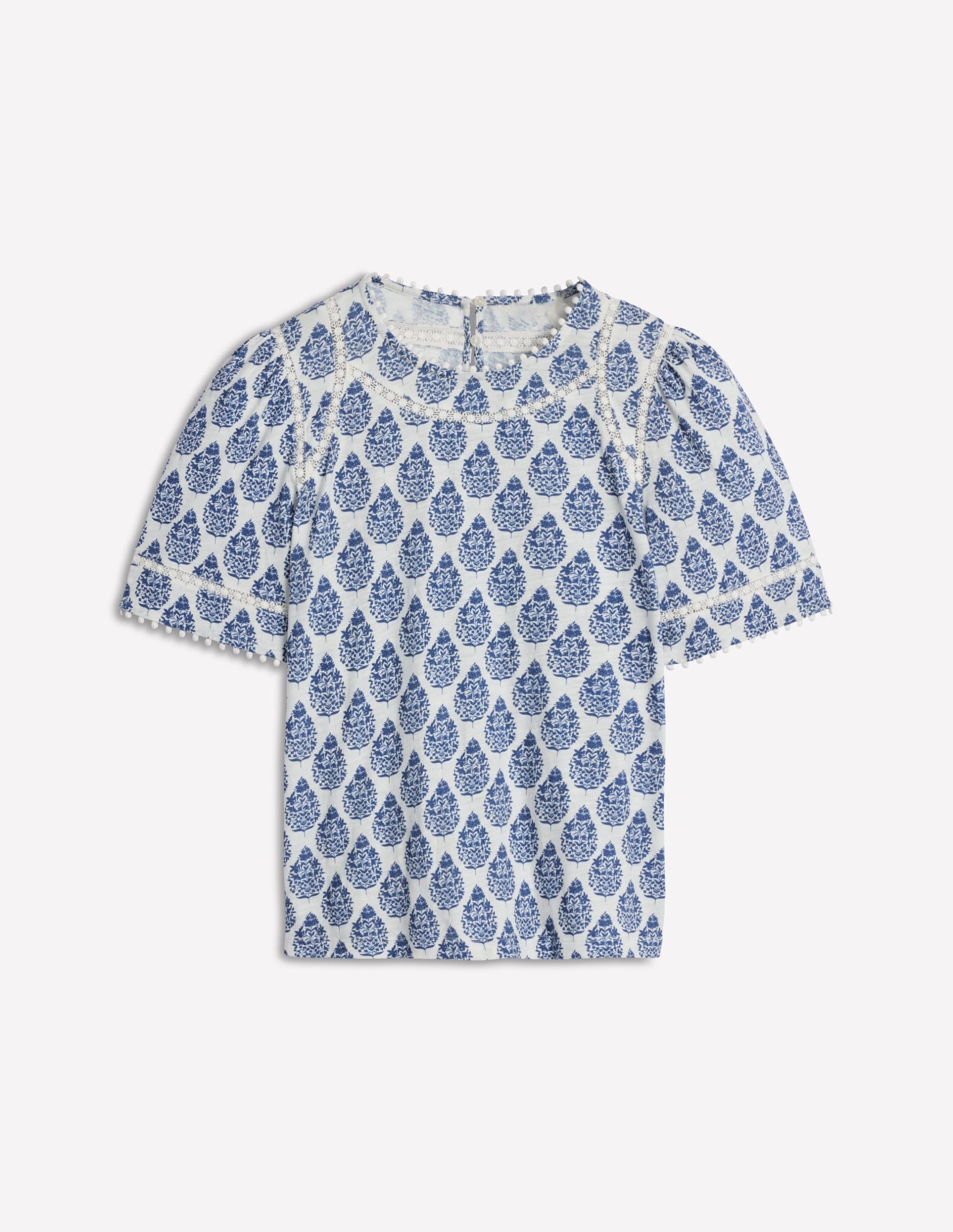 Mila Lace Trim Top-Denim Blue. Wildflower Bouquet - Image 6