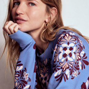Rosa Printed Sweatshirt-Soft Blue. Bloom Mosaic