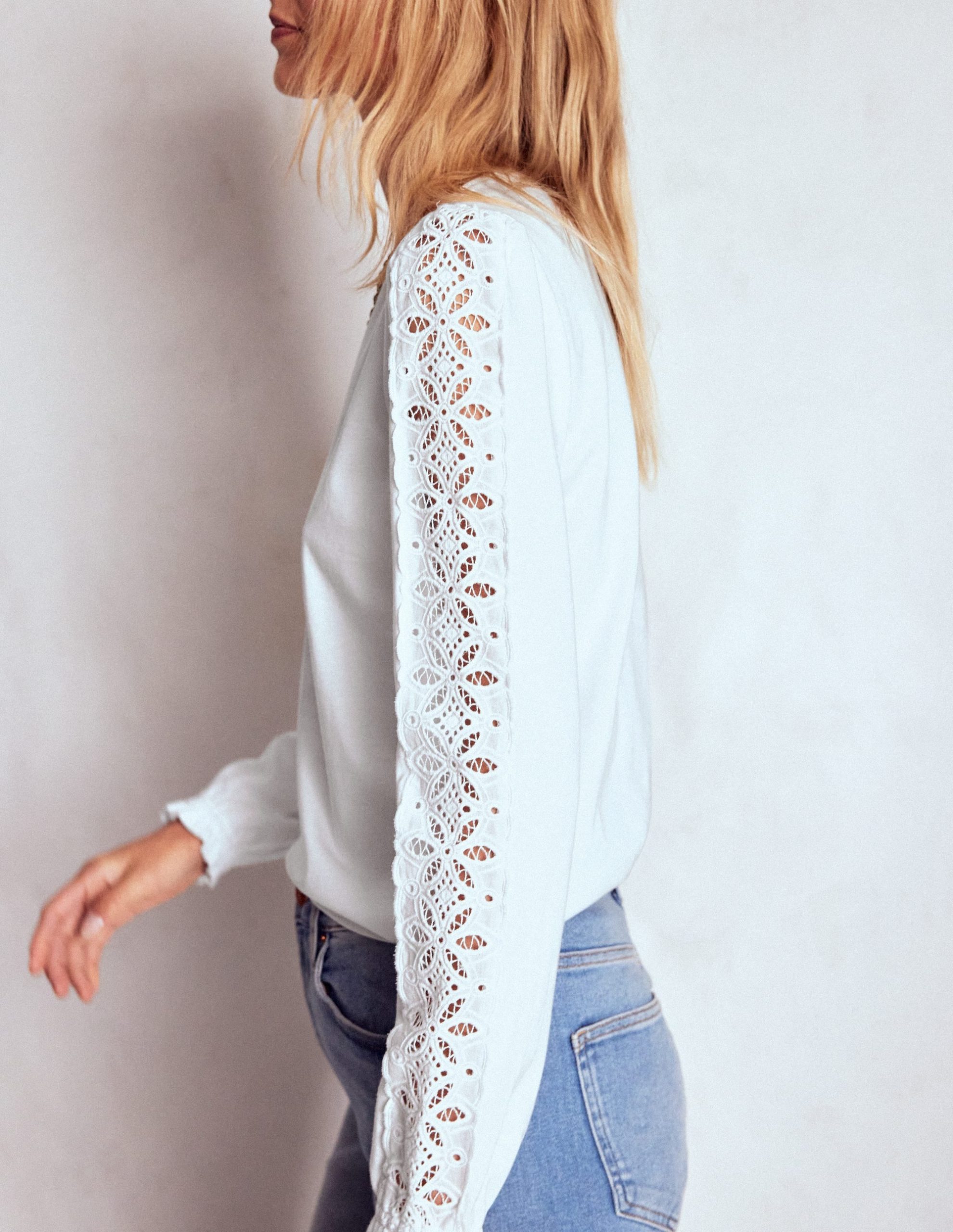 Scarlett Broderie Trim Top-White - Image 4