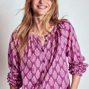 Isla Long Sleeve Jersey Shirt-Purple. Wildflower Bouquet