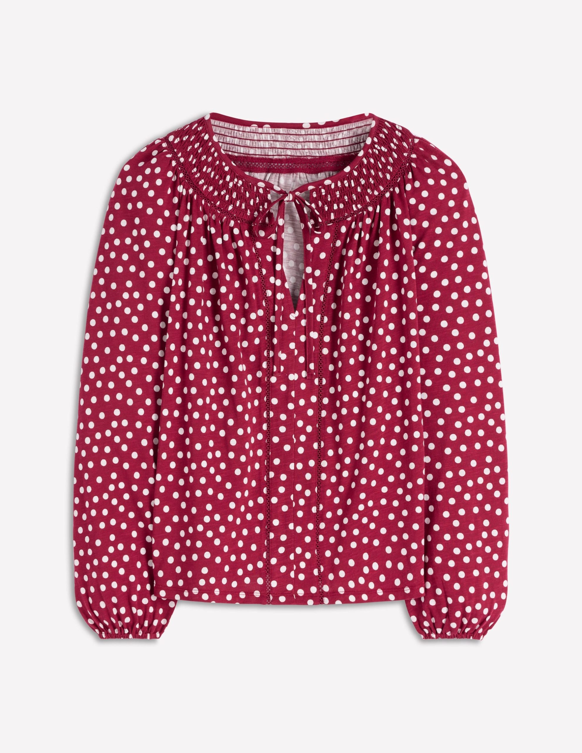 Georgia Smocked Jersey Top-Chestnut. Ivory Painted Dot - Image 5