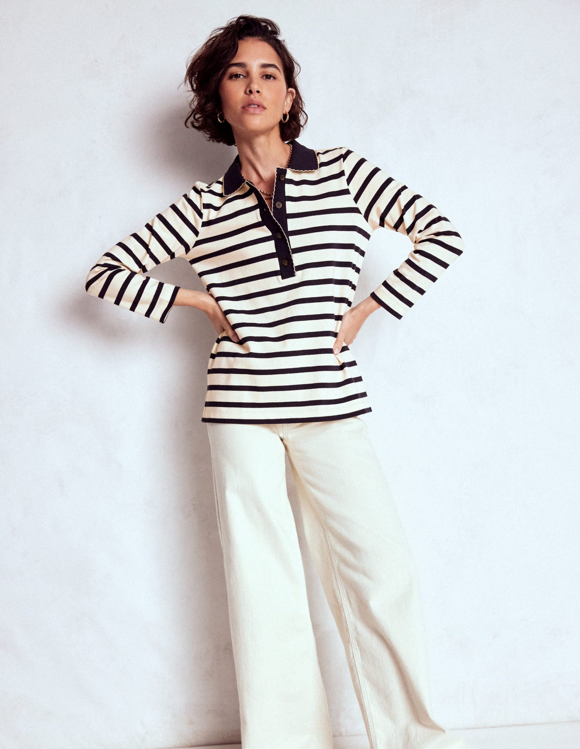 Collared Mariner-Ivory and French Navy Stripe - Image 4