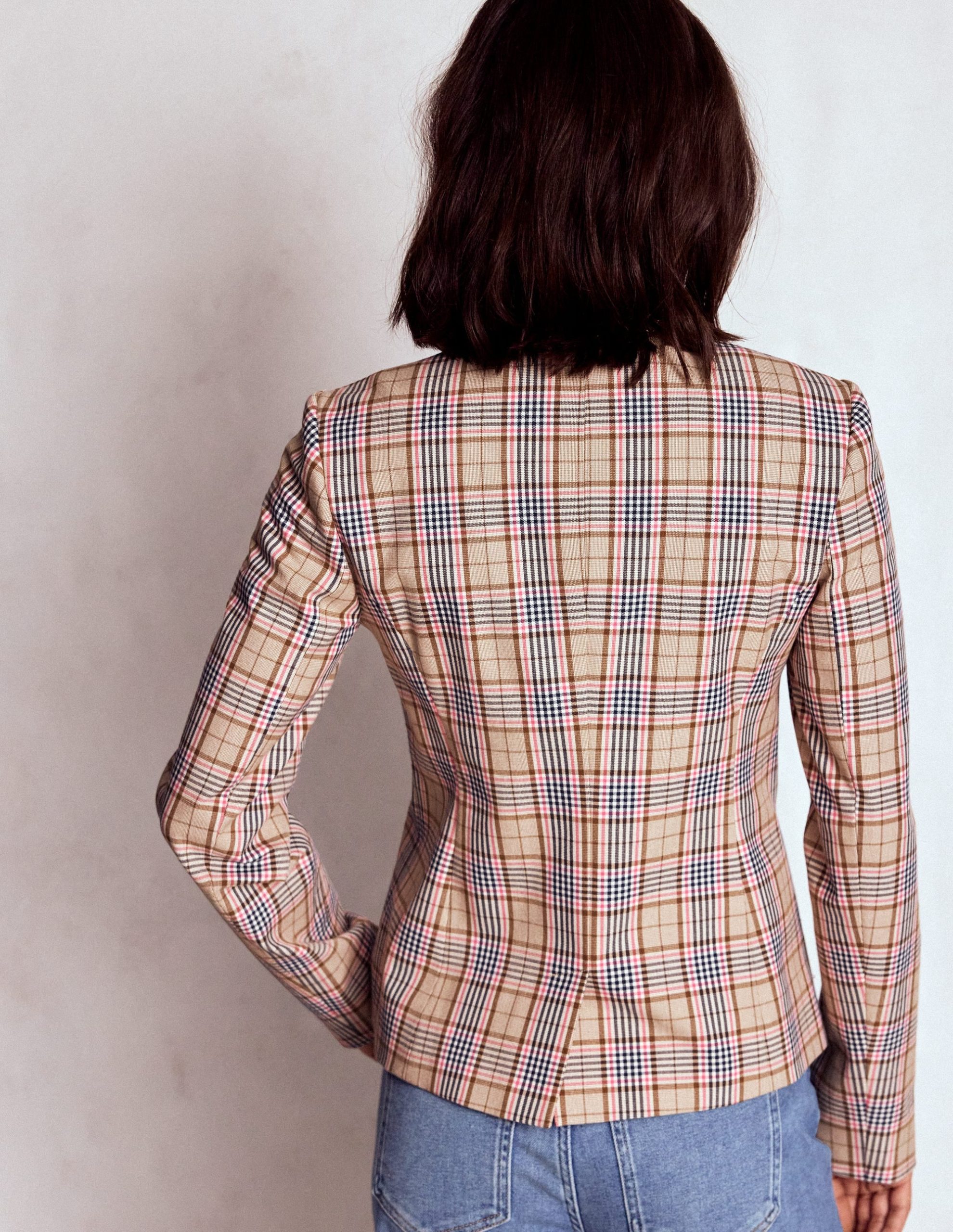 Hampstead Blazer-Brown. Pink & Navy Check - Image 3