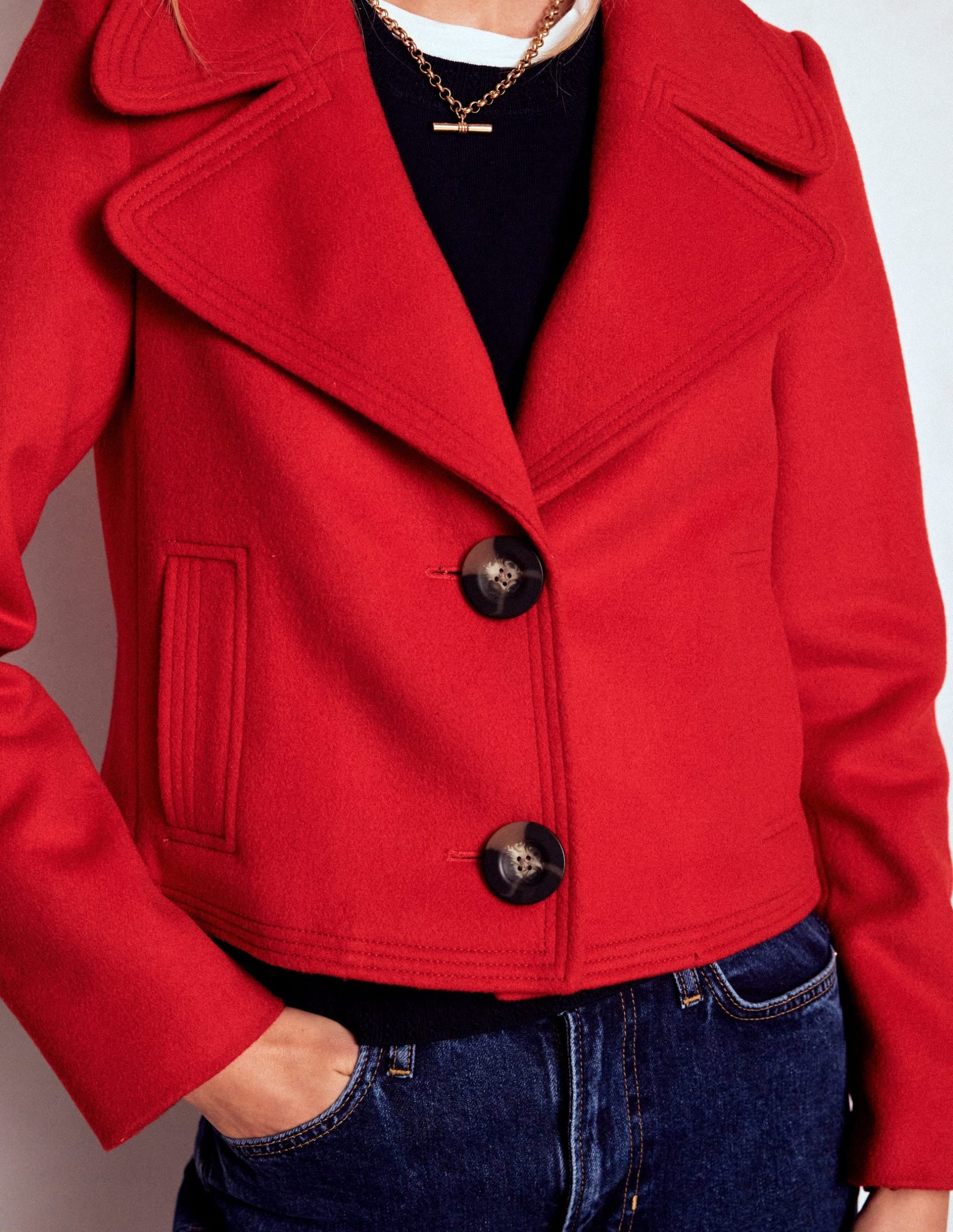 Topstitch Jacket-Poppy Red - Image 2