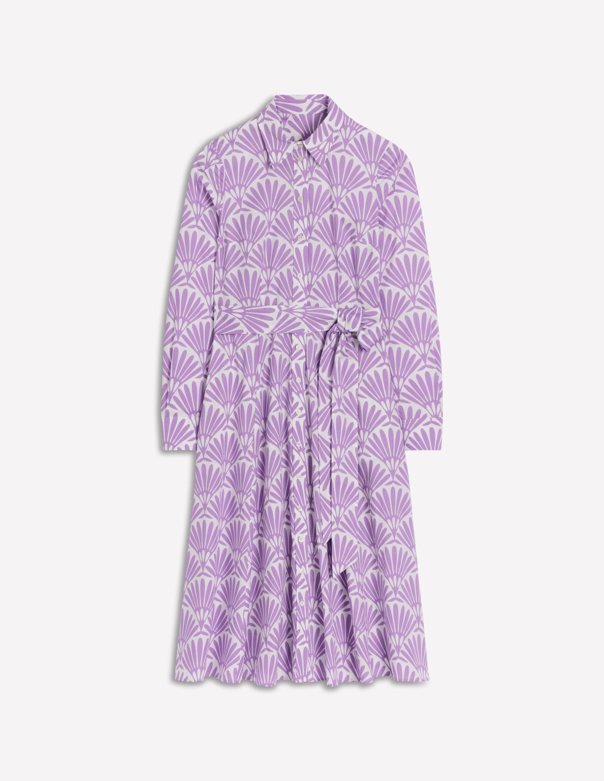 Amy Cotton Midi Shirt Dress-Pretty Violet. Deco Palm - Image 5
