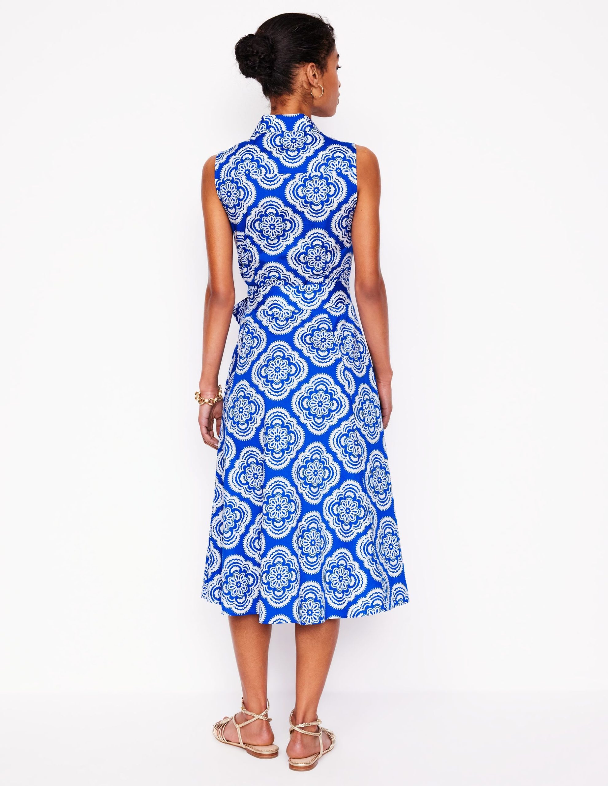 Amy Sleeveless Shirt Dress-Gallery Blue. Botanic Blush - Image 3