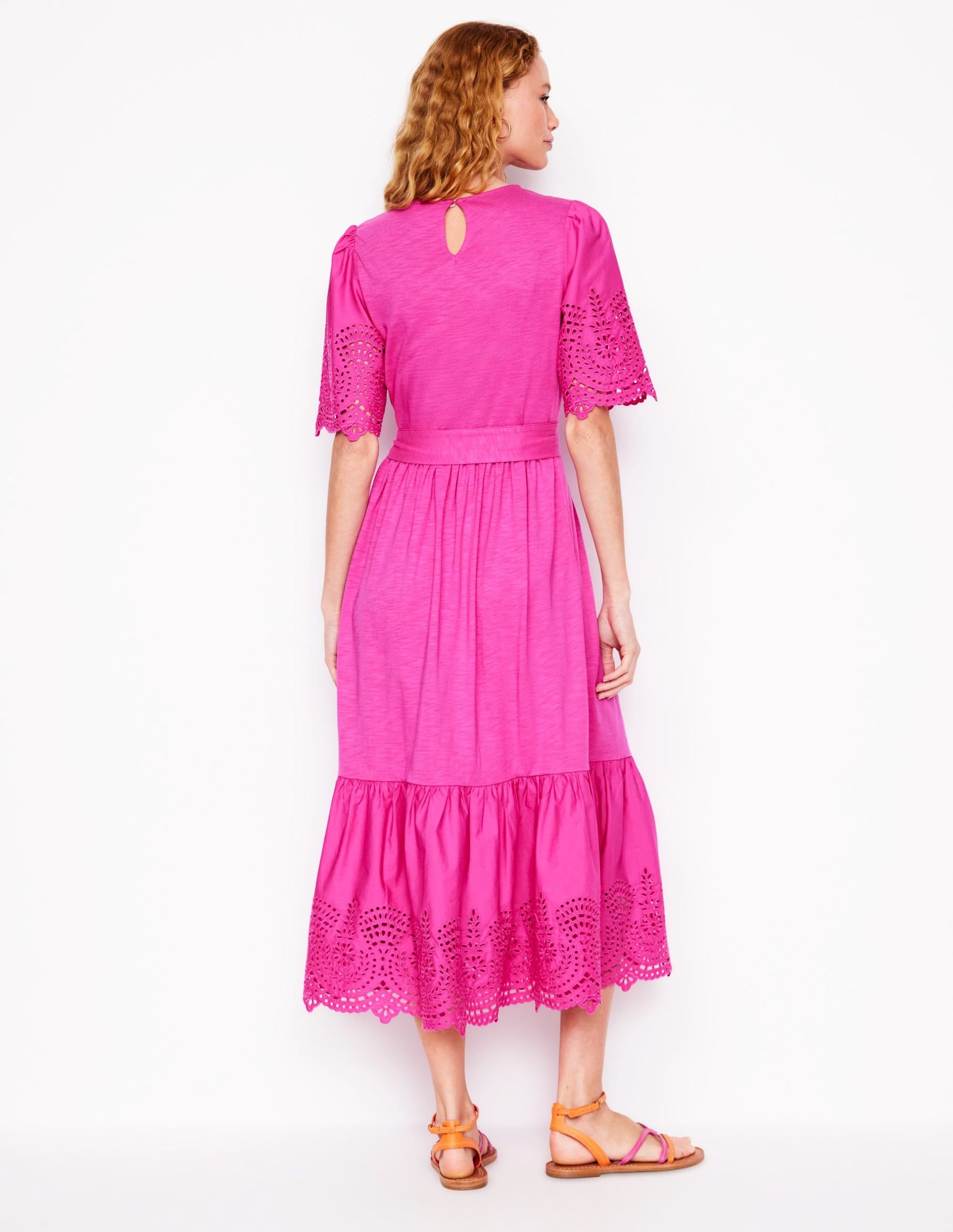Isabel Broderie Mix maxi Dress-Cosmos Pink - Image 3