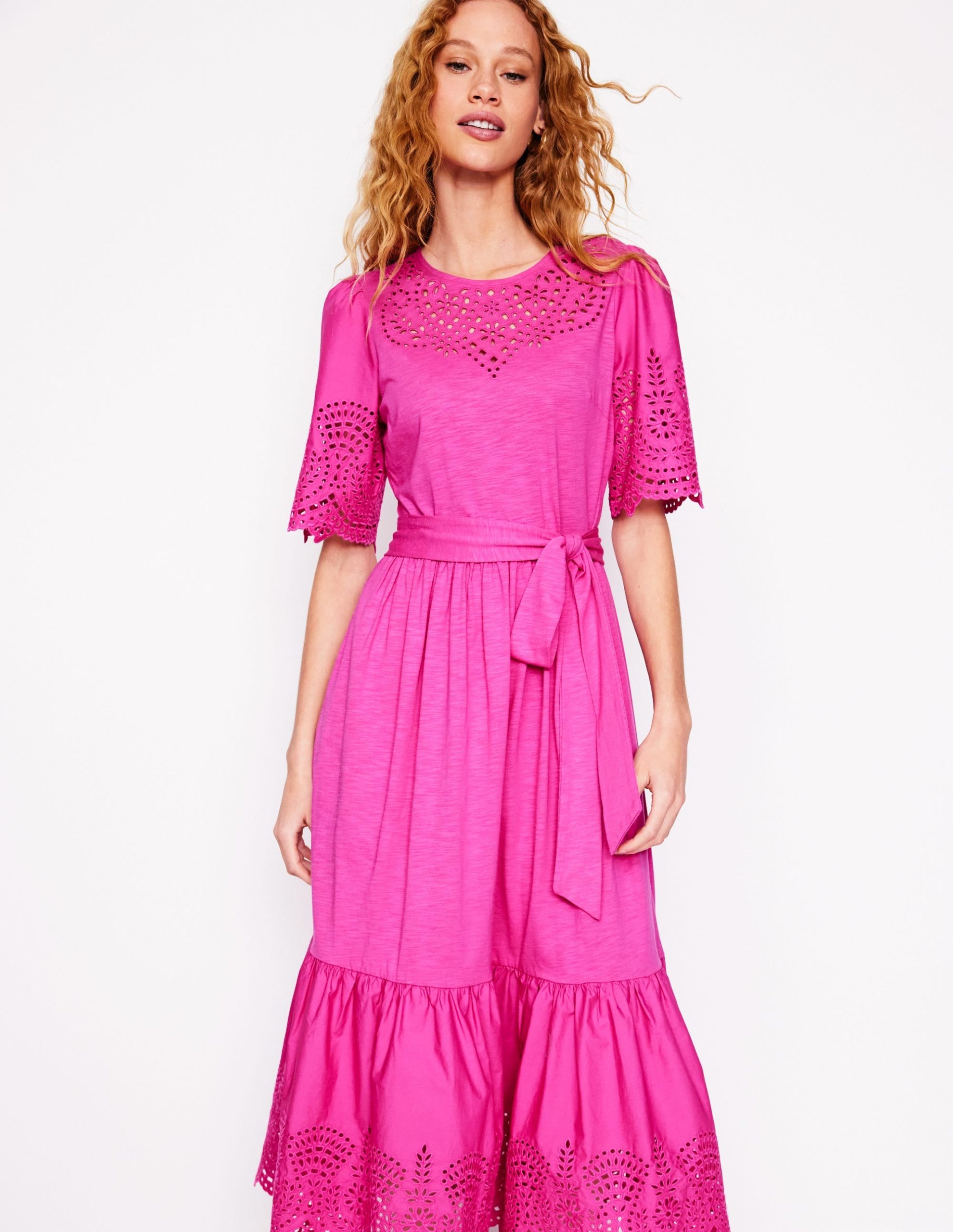 Isabel Broderie Mix maxi Dress-Cosmos Pink - Image 4