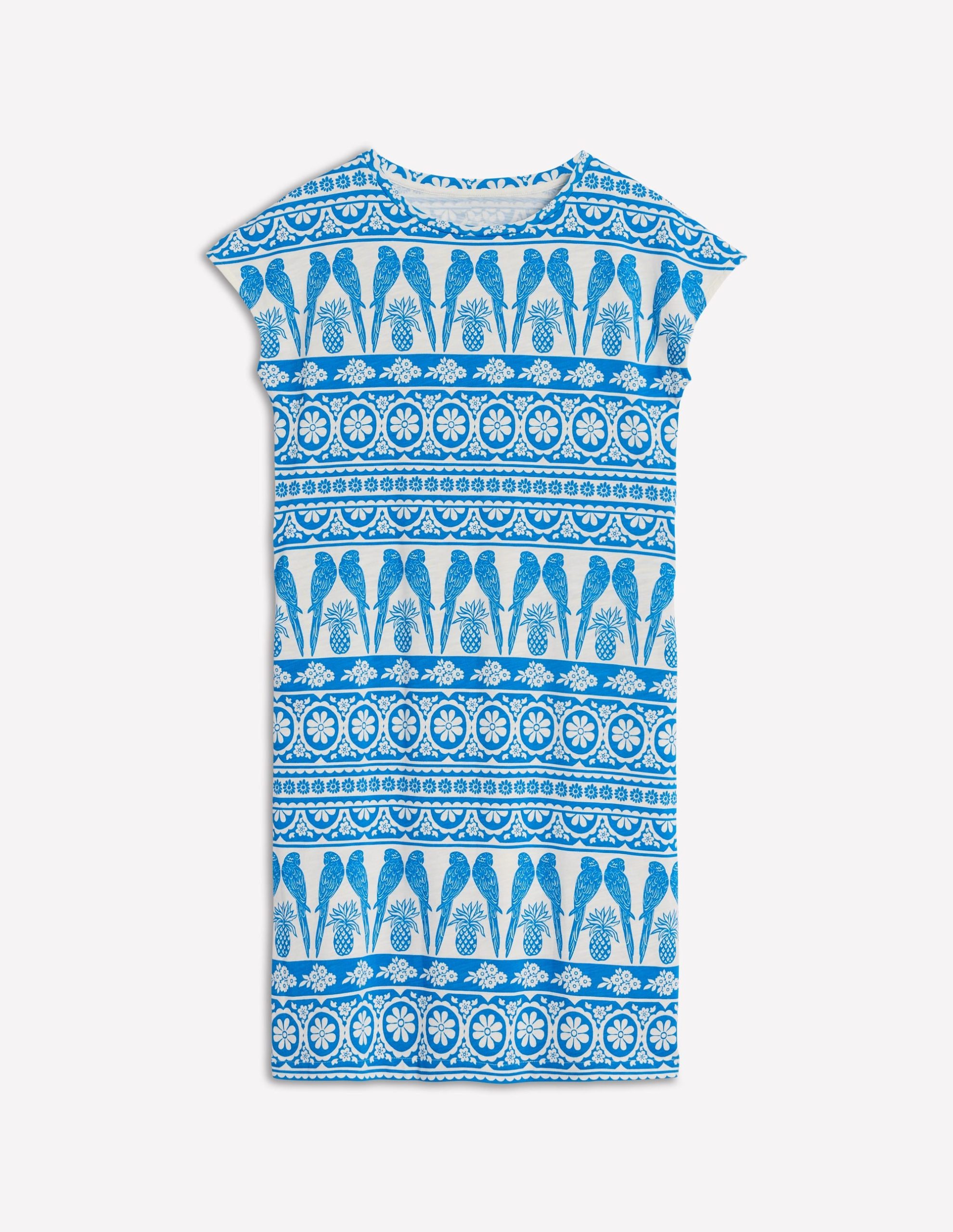 Leah Jersey T-shirt Dress-Cerulean Blue. Ornate Tropic - Image 5