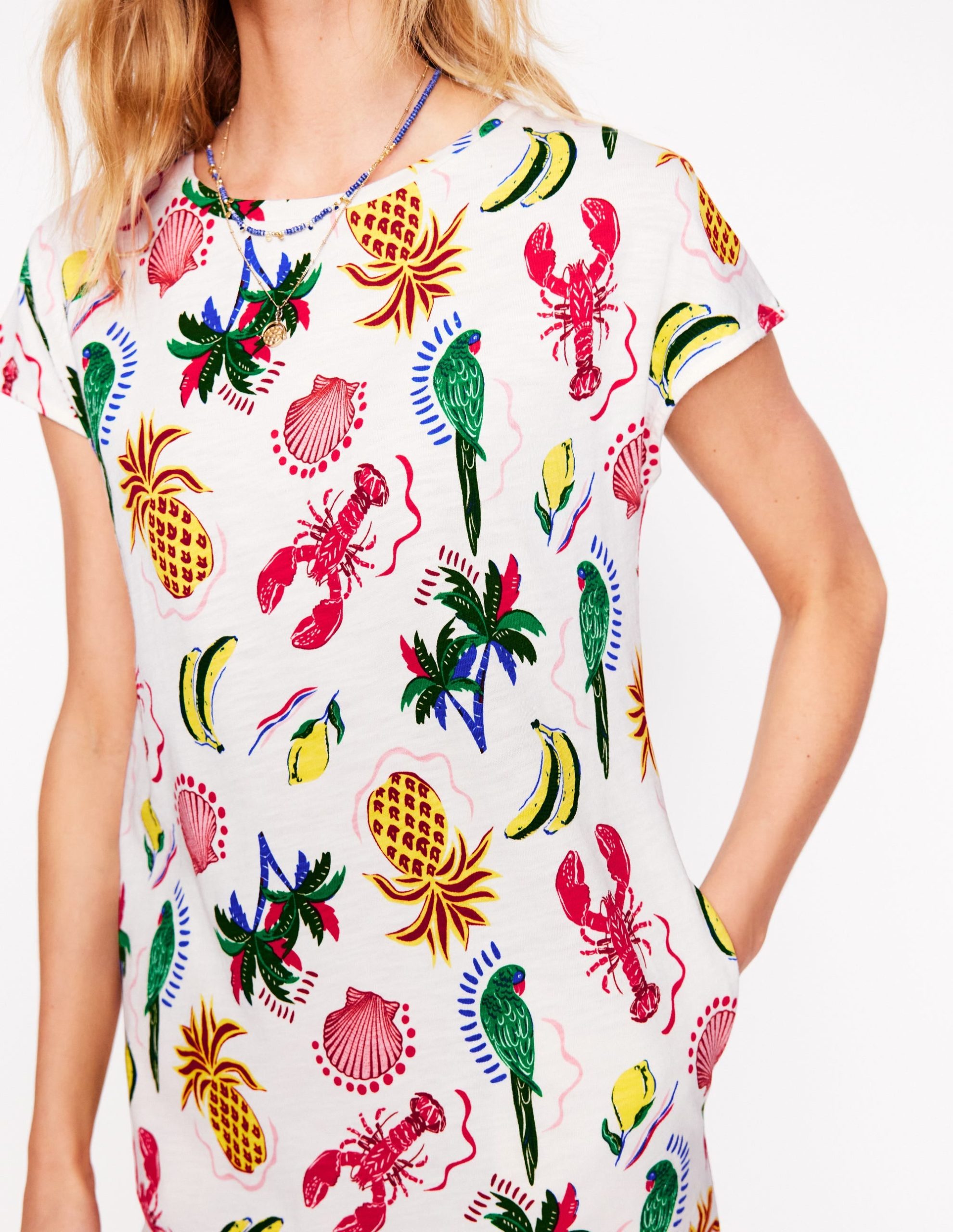 Leah Jersey T-shirt Dress-Tropical Bonanza Vine - Image 2