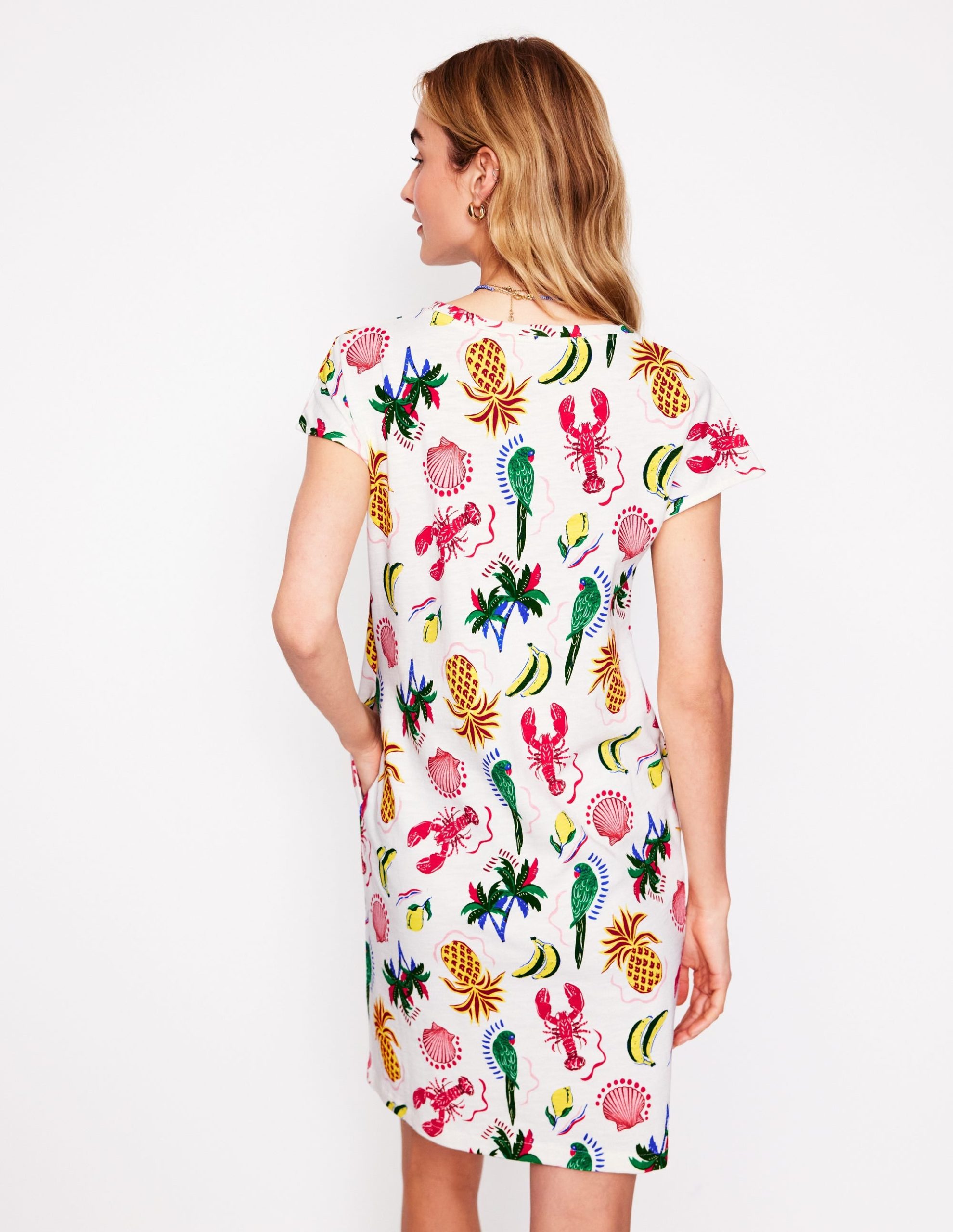 Leah Jersey T-shirt Dress-Tropical Bonanza Vine - Image 3