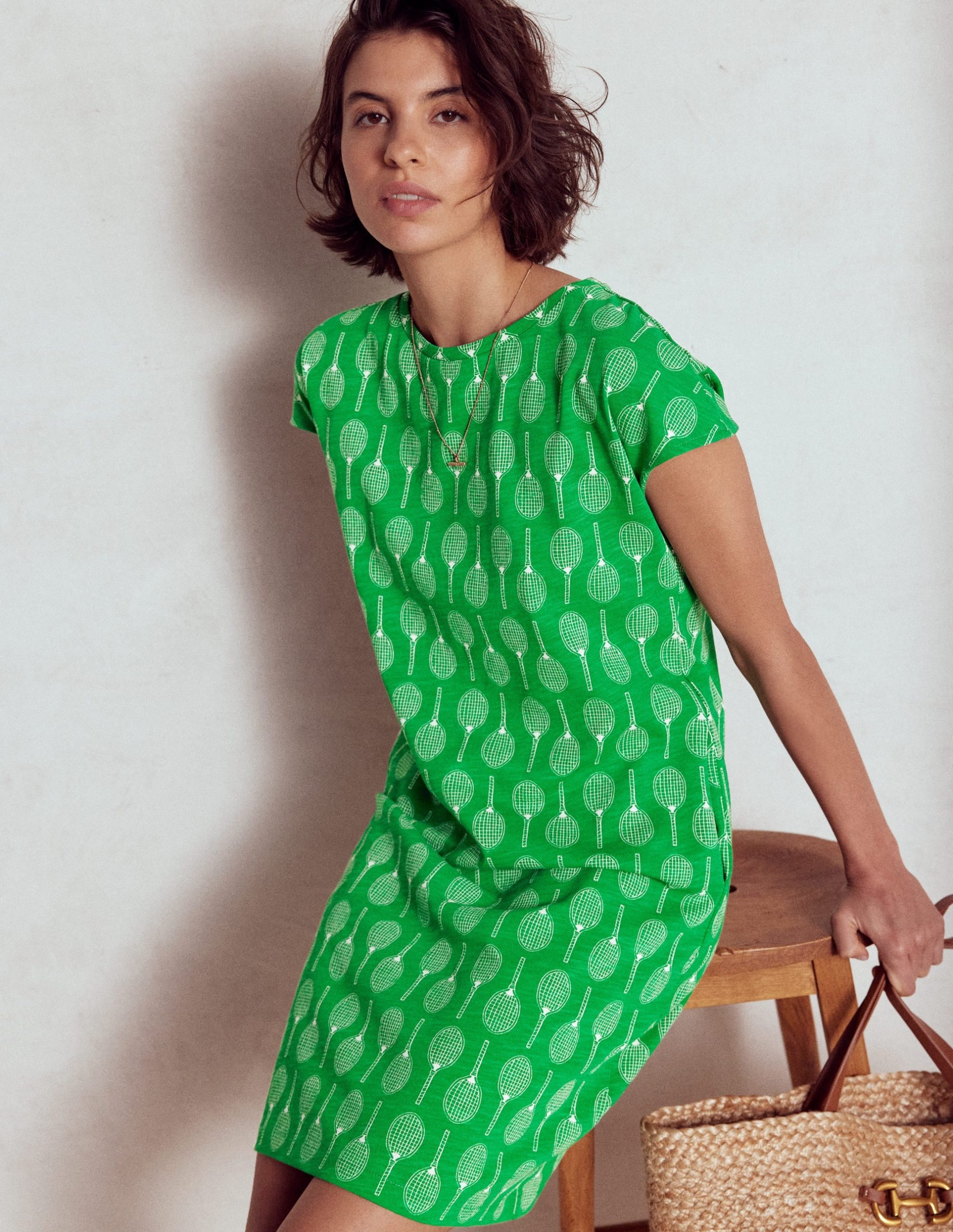 Leah Jersey T-shirt Dress-Rich Emerald. Tennis