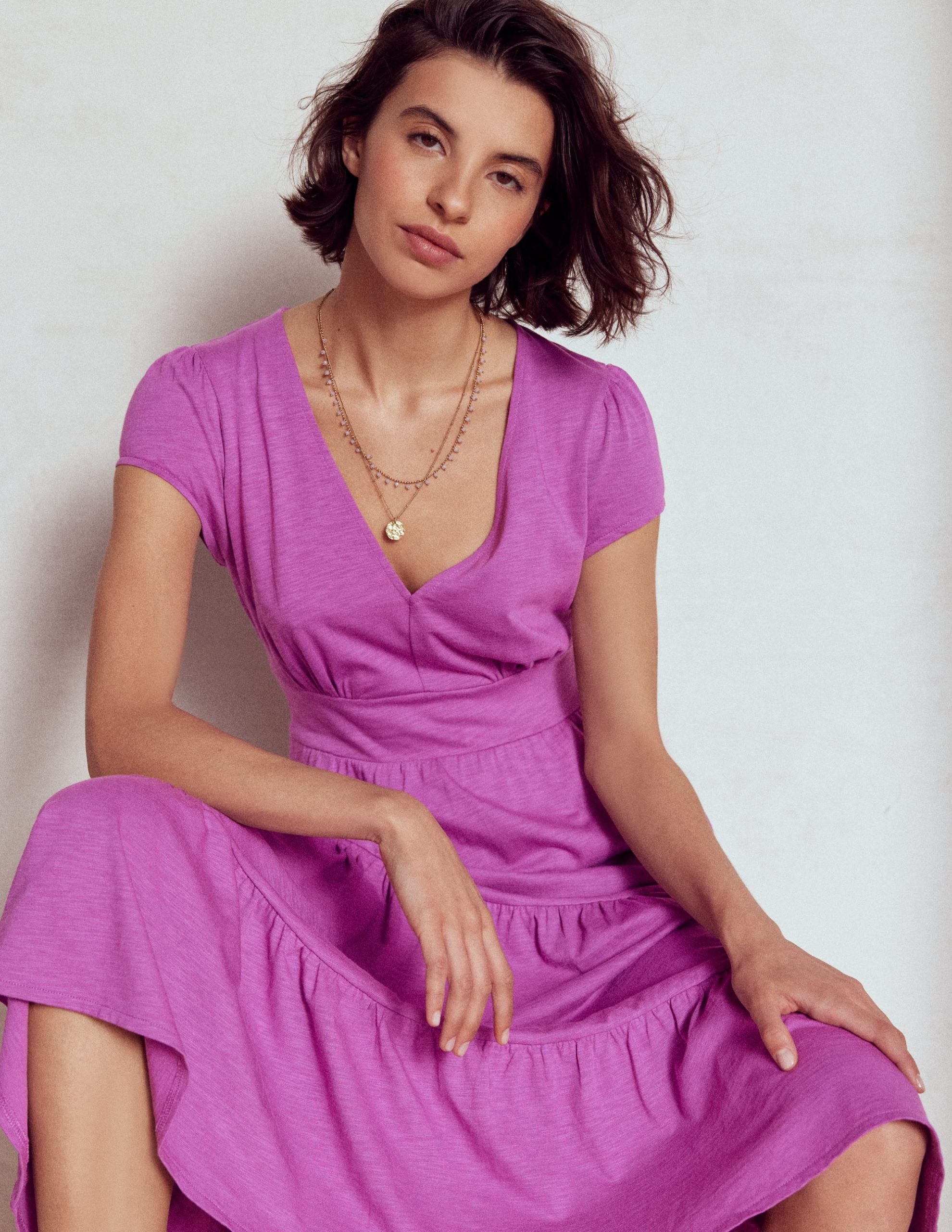 Eloise Tiered Jersey Dress-Foxglove Purple - Image 3