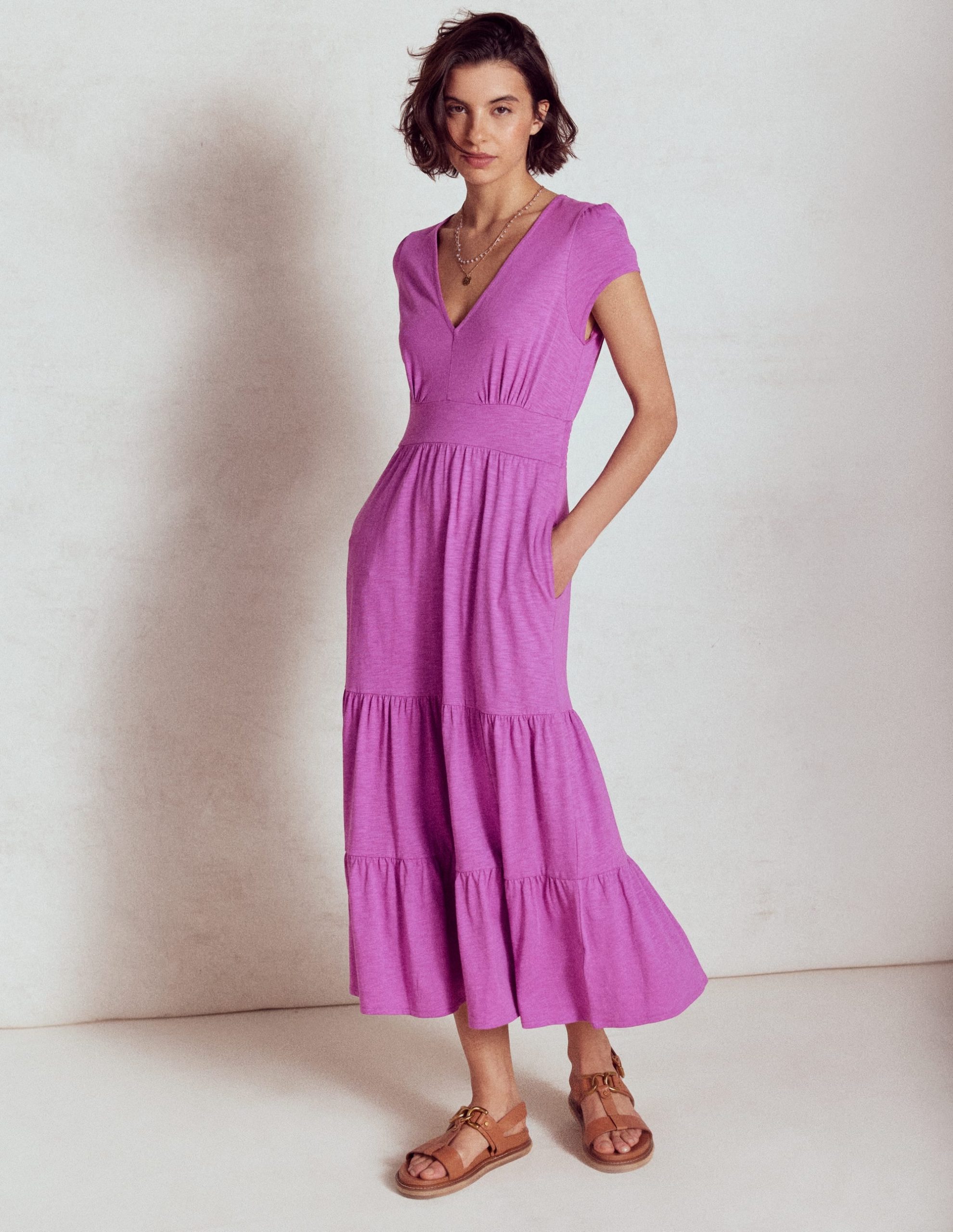 Eloise Tiered Jersey Dress-Foxglove Purple - Image 6