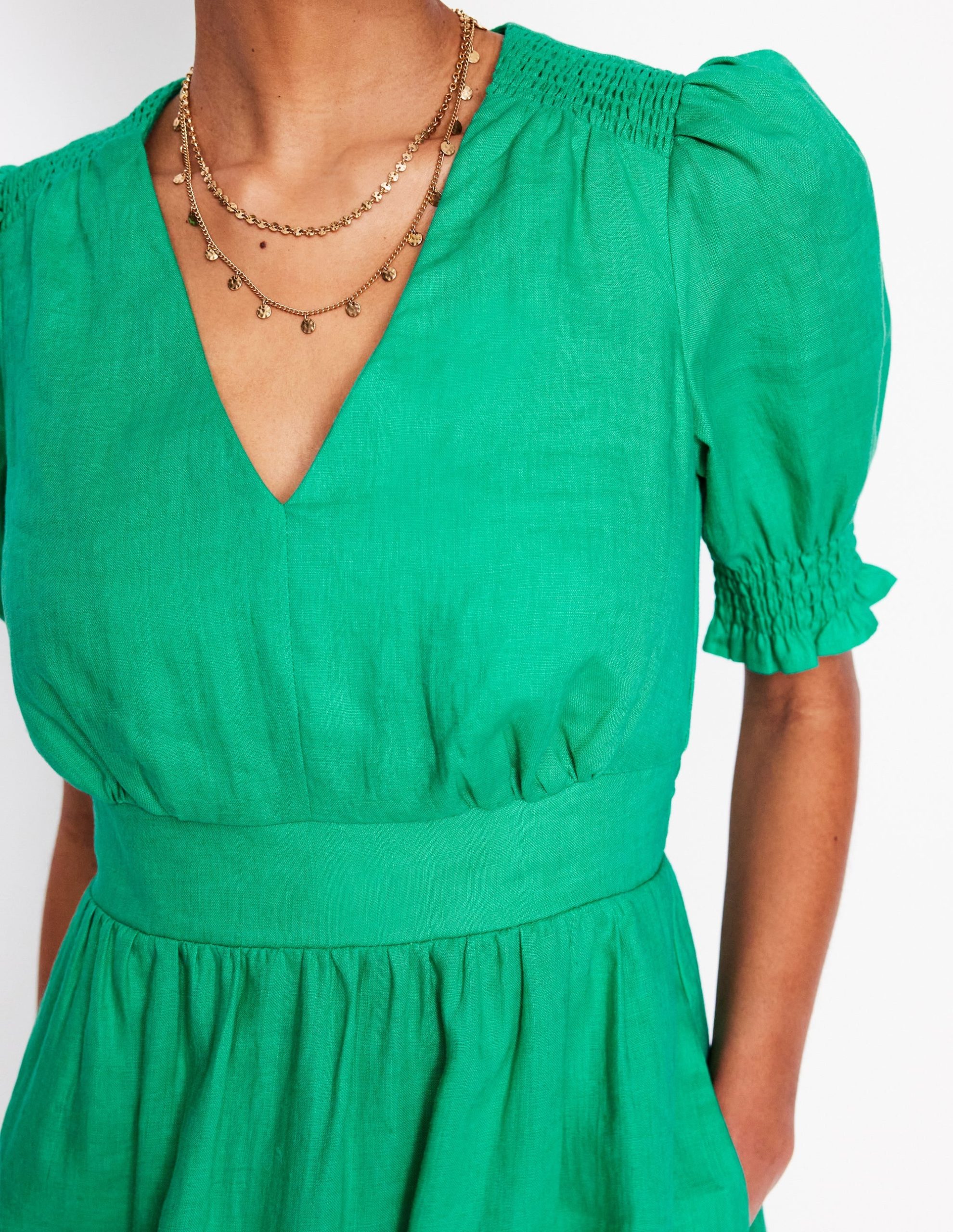 Anna Linen Short Dress-Aquamarine Blue - Image 2