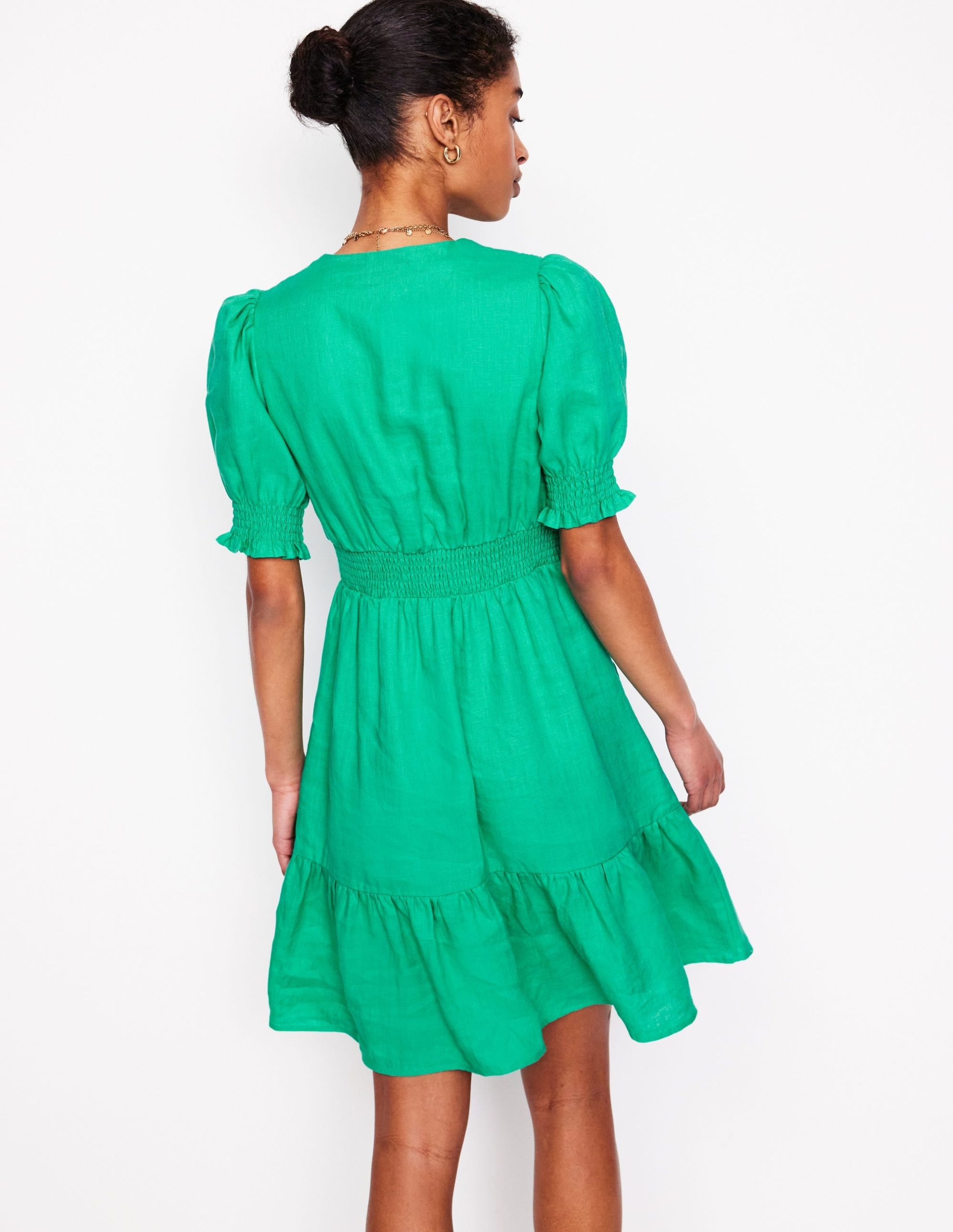 Anna Linen Short Dress-Aquamarine Blue - Image 3