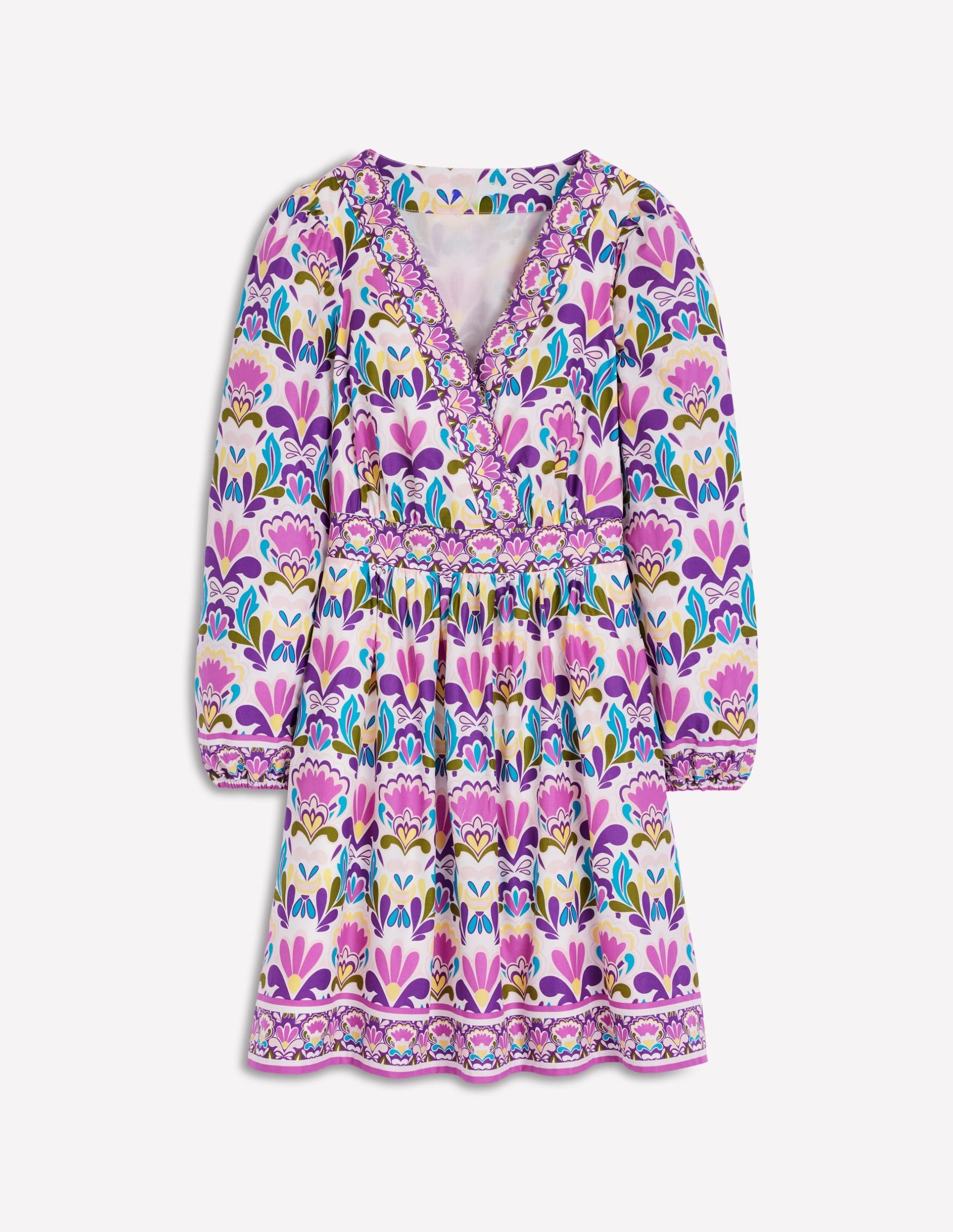 Mya Cotton Short Dress-Royal Purple. Freesia Stamp - Image 9