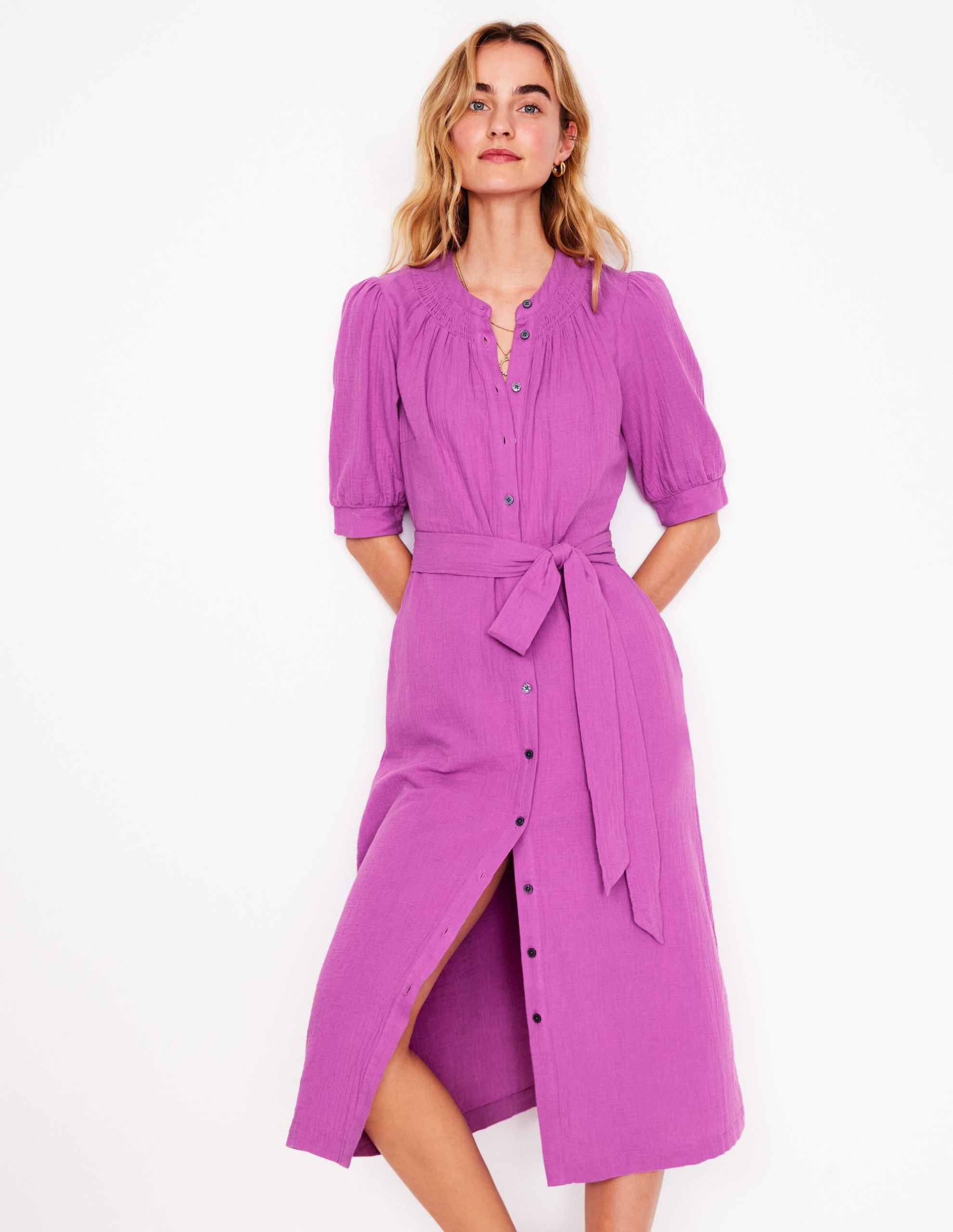 Ada Double Cloth Midi Dress-Foxglove Purple - Image 4