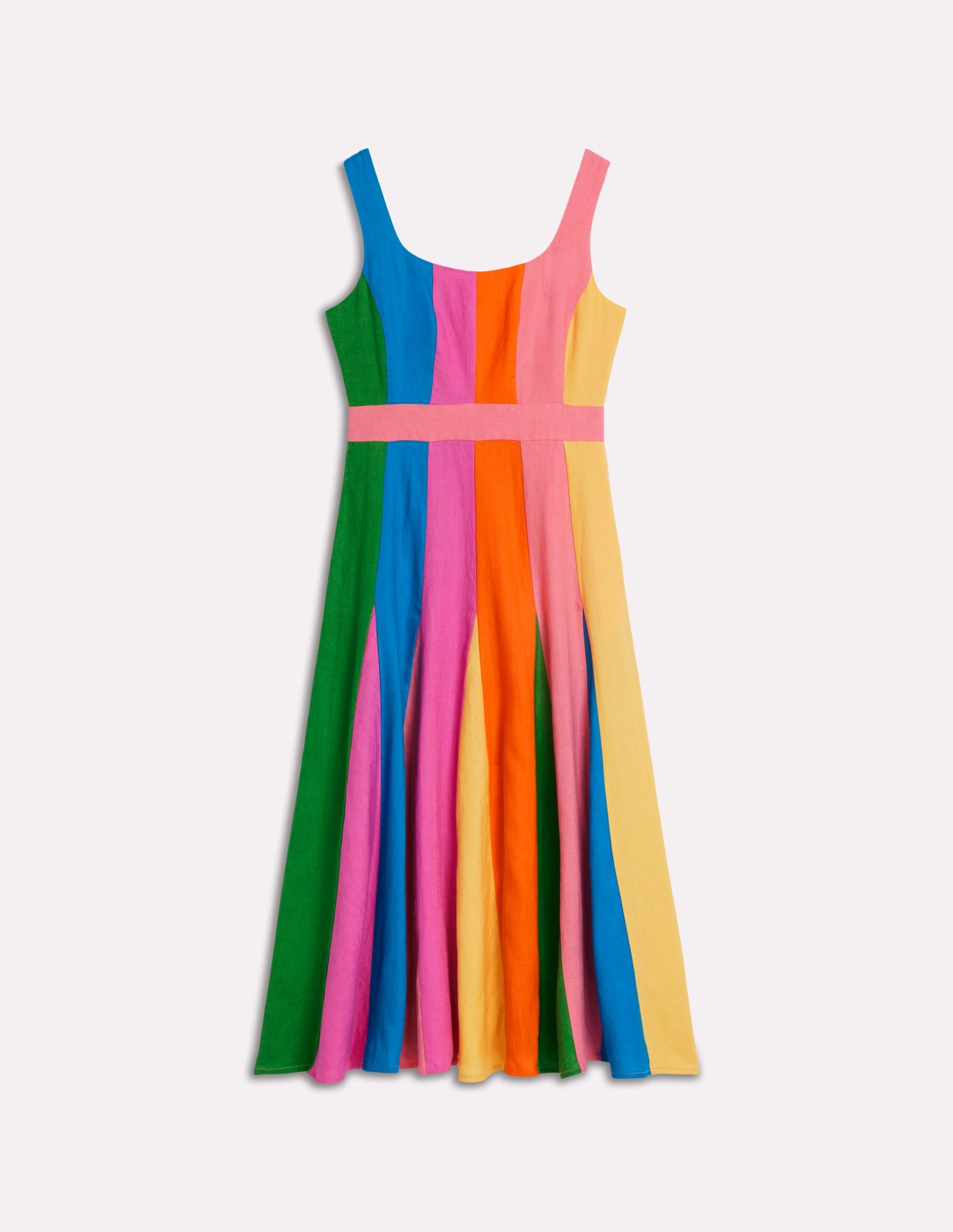 Seam Detail Fit & Flare Dress-Multi Colourblock - Image 6