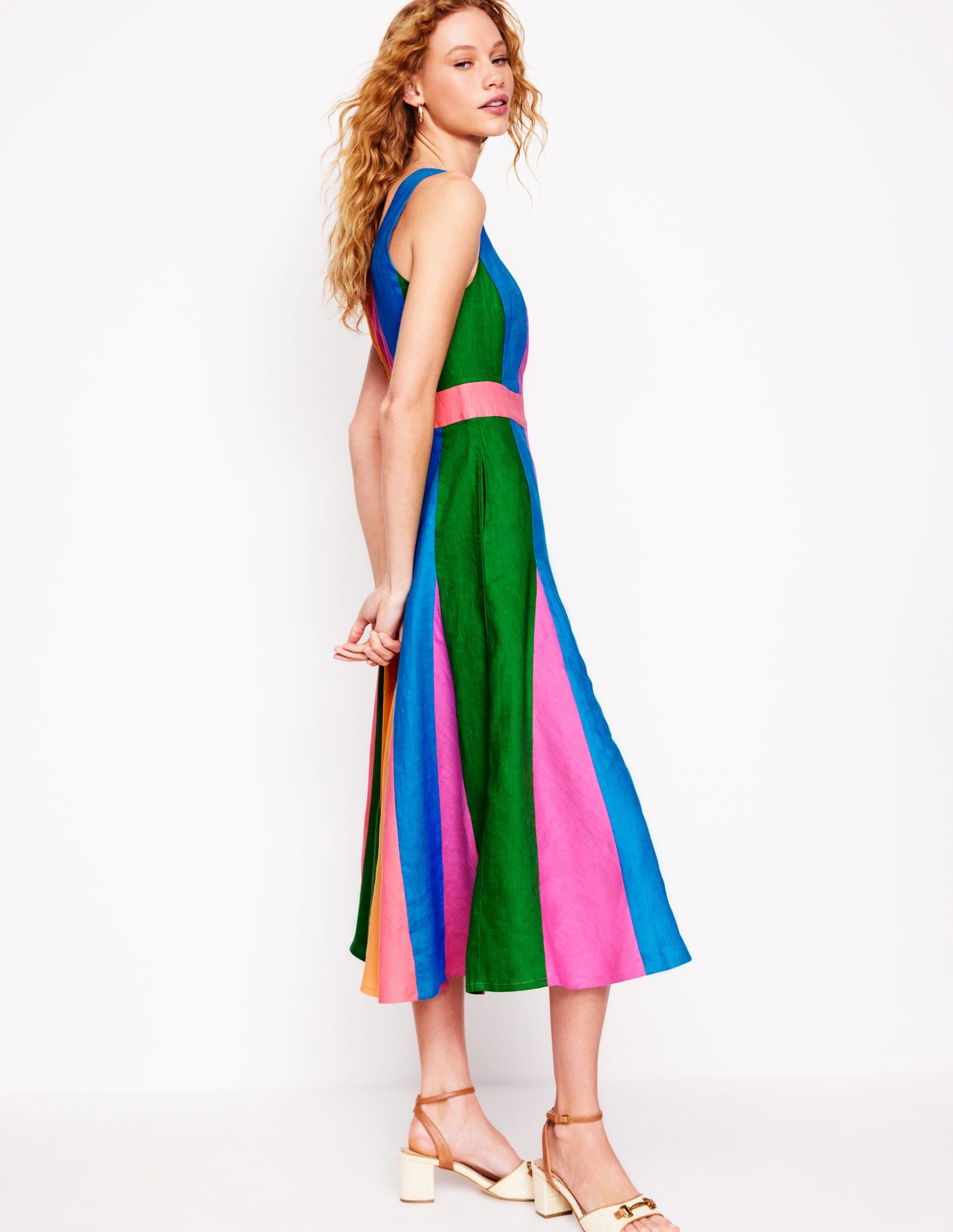 Seam Detail Fit & Flare Dress-Multi Colourblock - Image 4