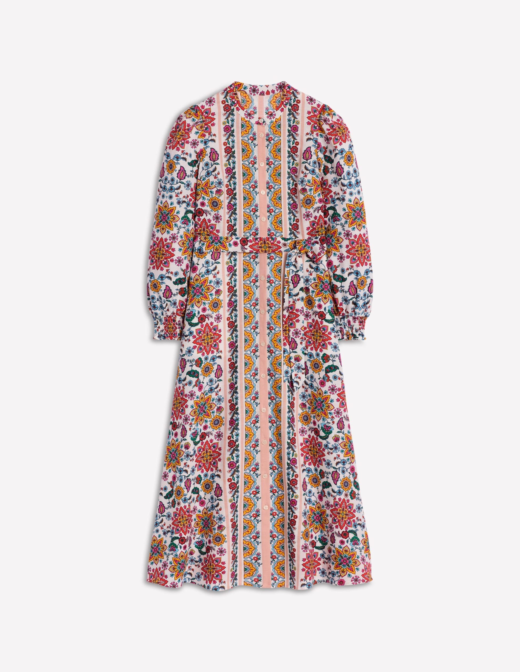 Ruby Linen Blend Shirt Dress-Ivory. Botanical Sprig - Image 7