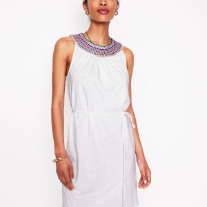 Eleni Embroidered Short Dress-White
