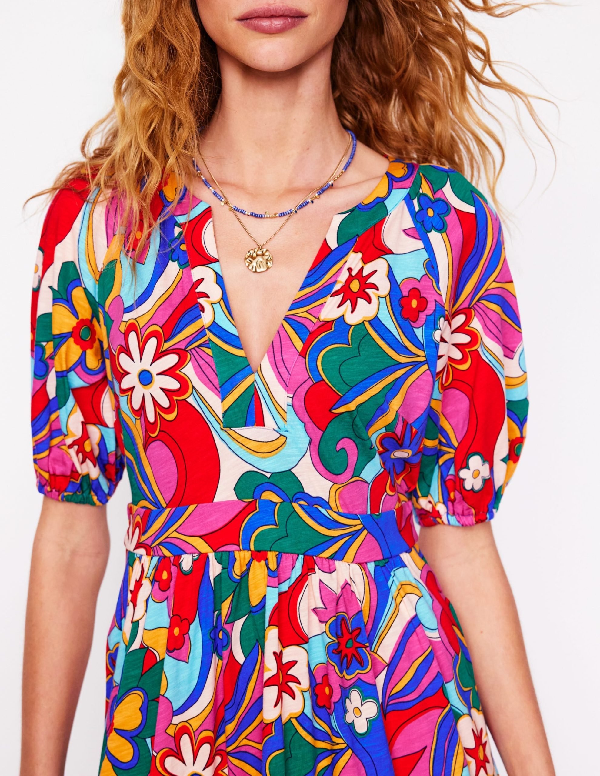 Piper Short Jersey Dress-Multi. Blossomy Pop - Image 2