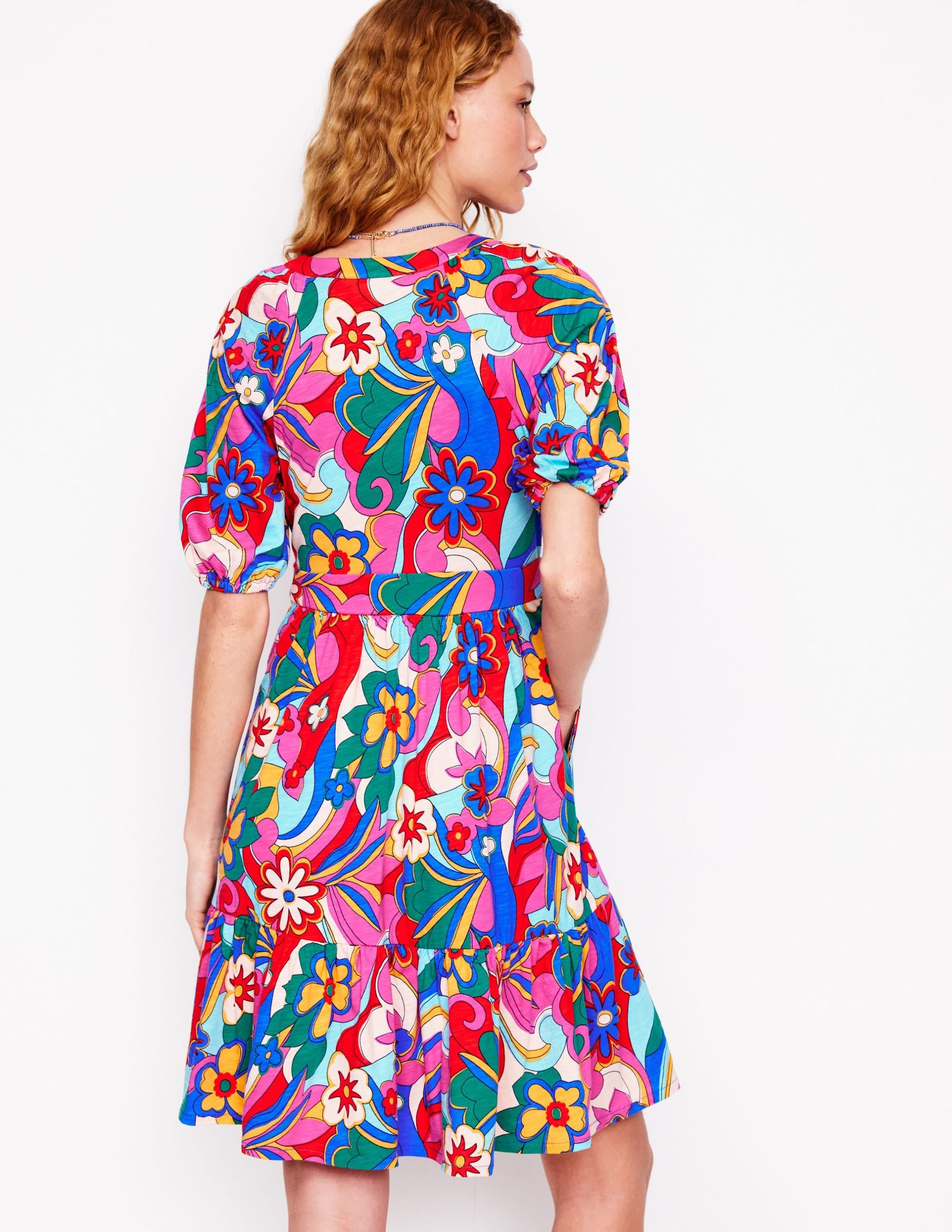 Piper Short Jersey Dress-Multi. Blossomy Pop - Image 3