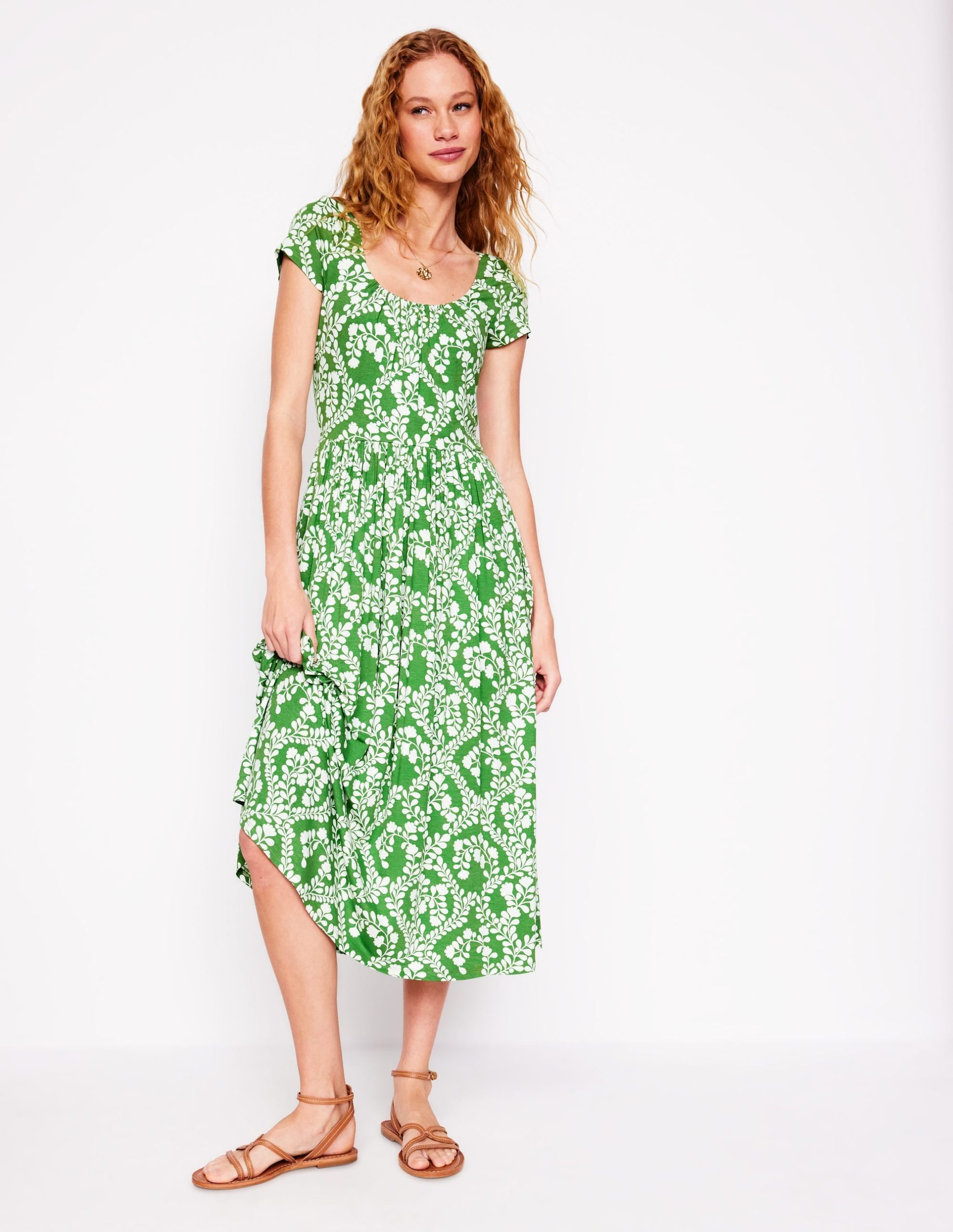 Samantha Scoop Jersey Dress-Paradise Green. Vine