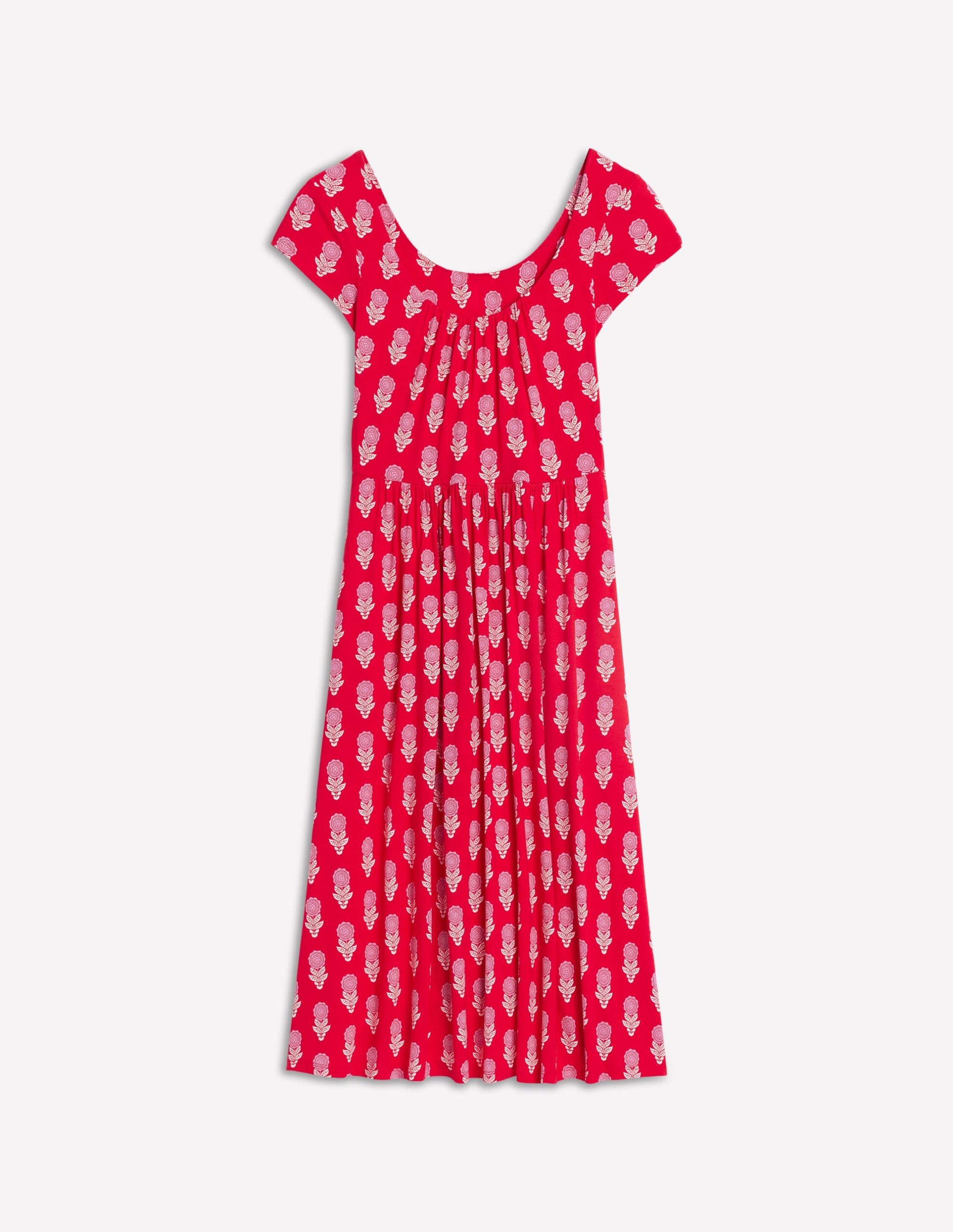 Samantha Scoop Jersey Dress-Poppy Red. Dahlia Sprig - Image 6