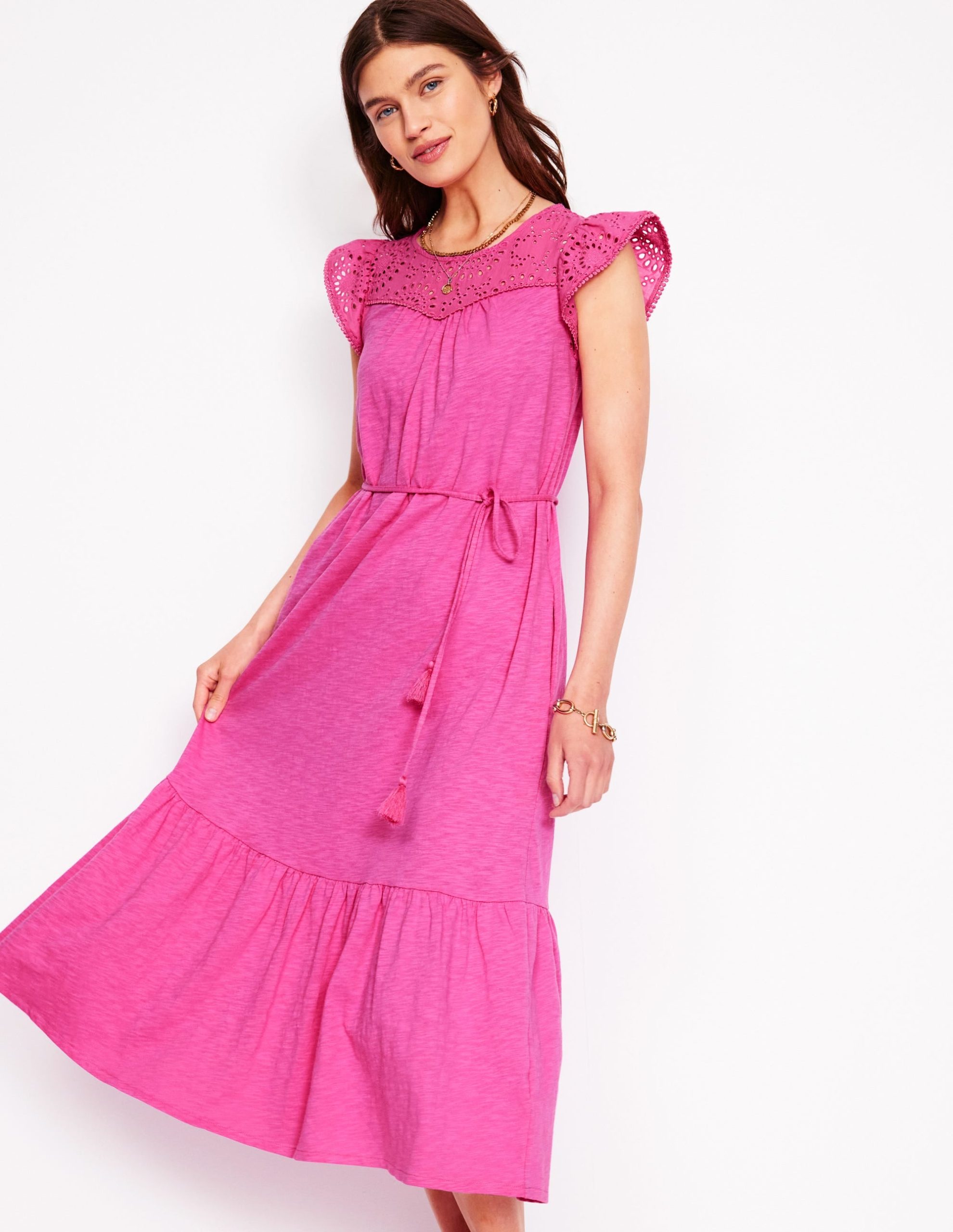 Juliet Broderie Midi Dress-Tickled Pink