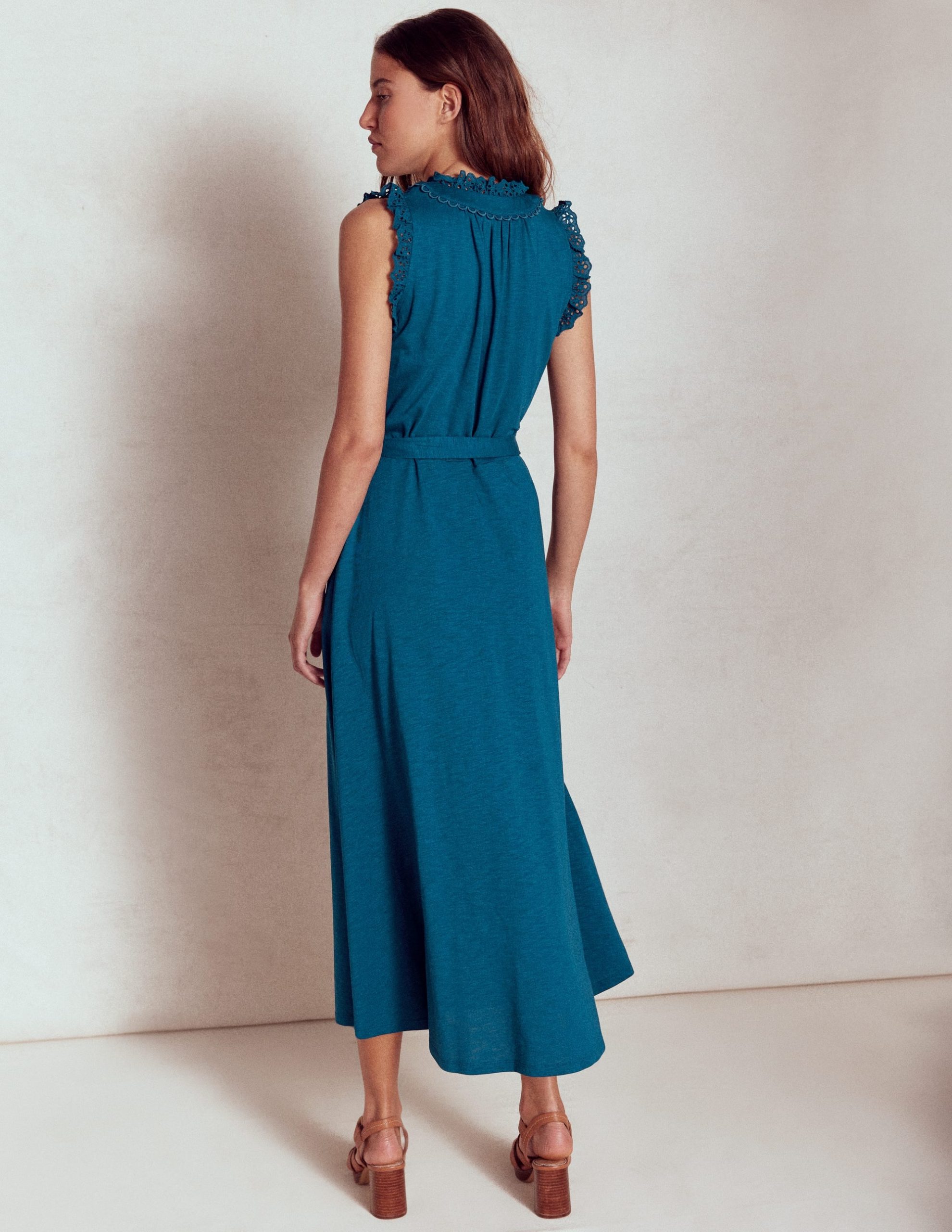 Aria Broderie Trim Midi Dress-Harbour Blue