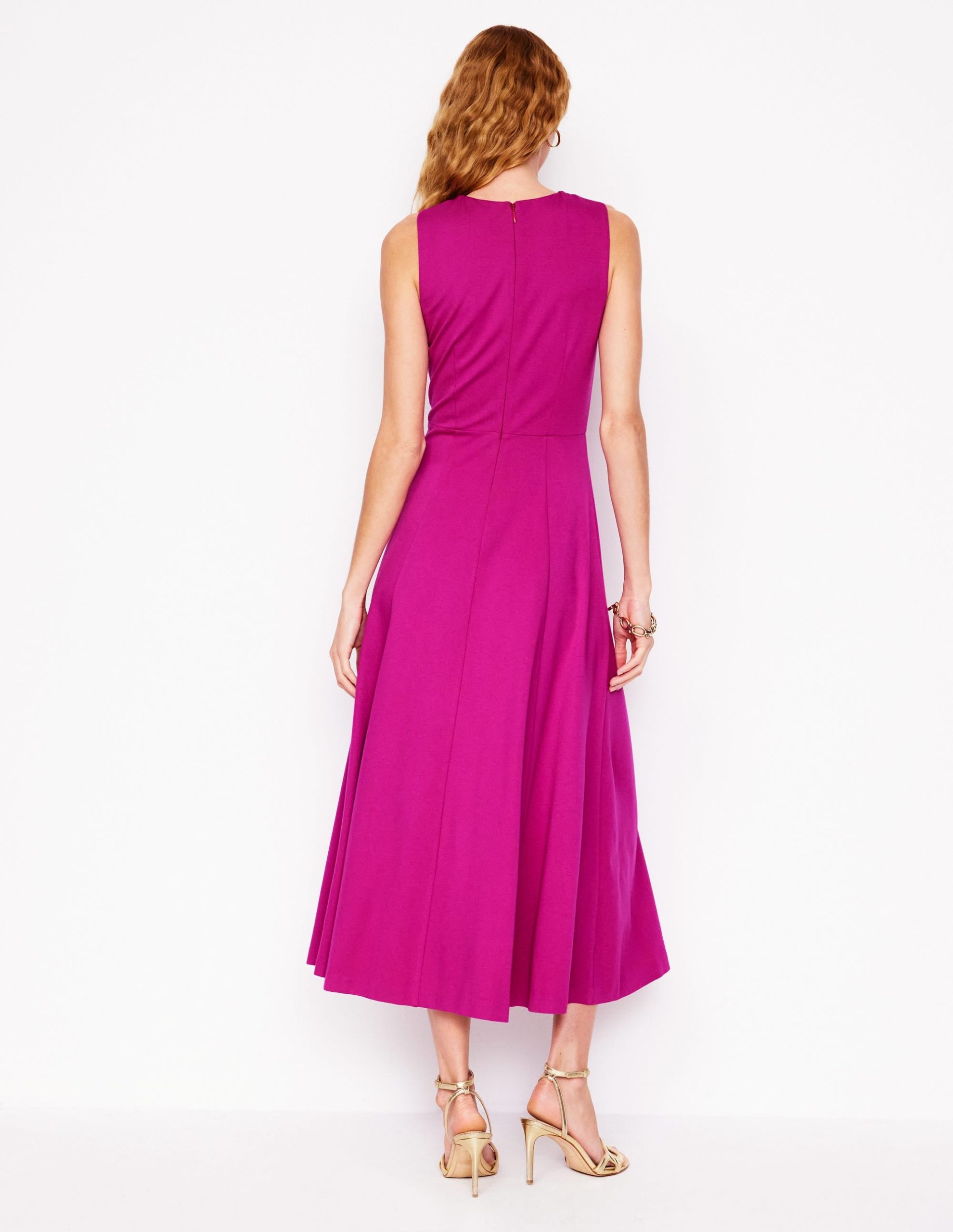 Cross Front Ponte Dress-Fuchsia - Image 3