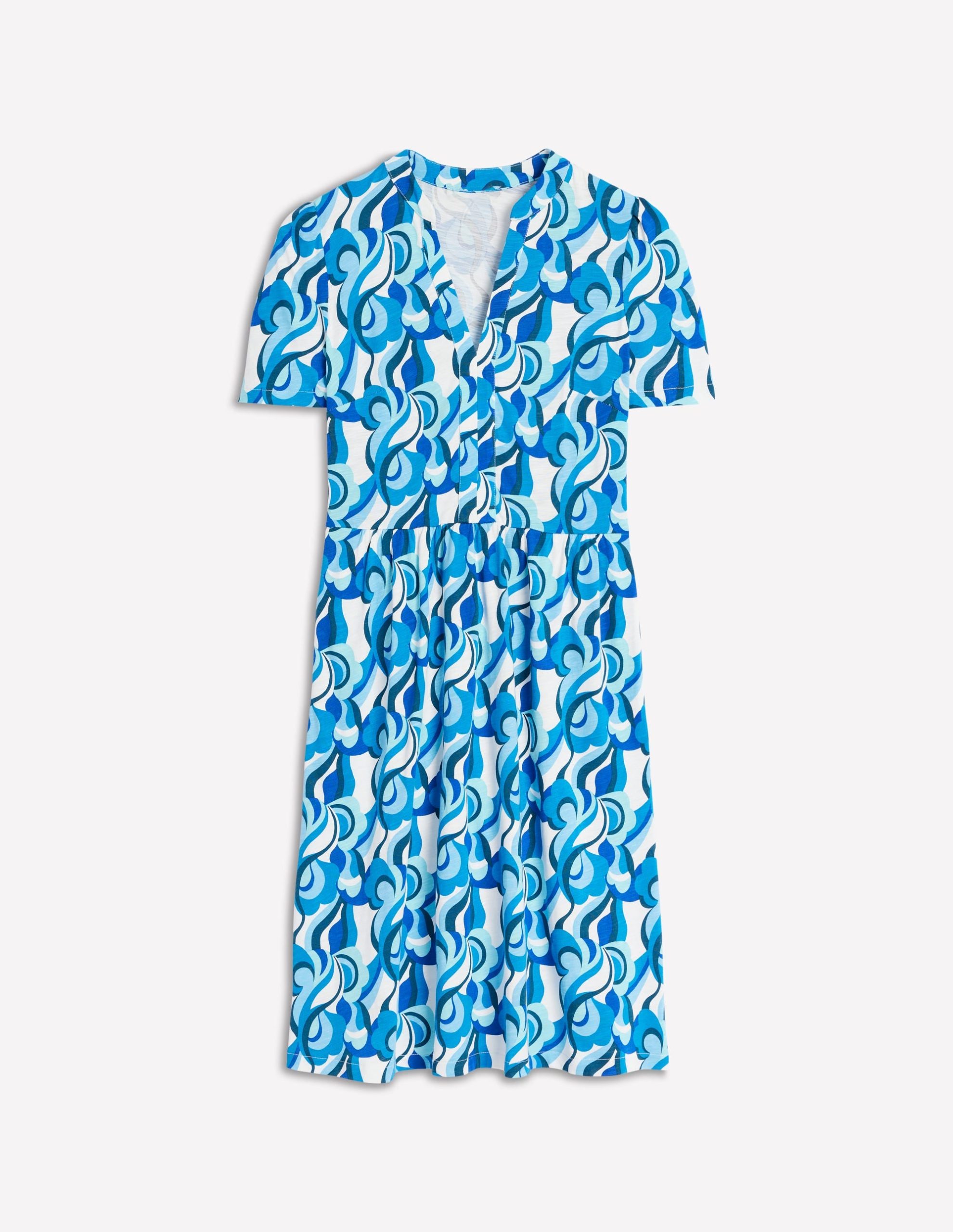 Naomi Short Sleeve Dress-Blue. Abstract Swirl - Image 5