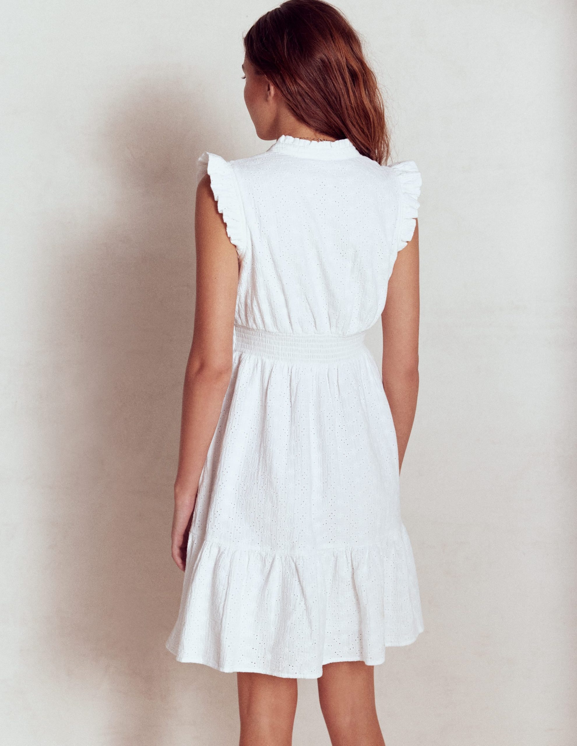 Wren Double Cloth Short Dress-White - Image 5