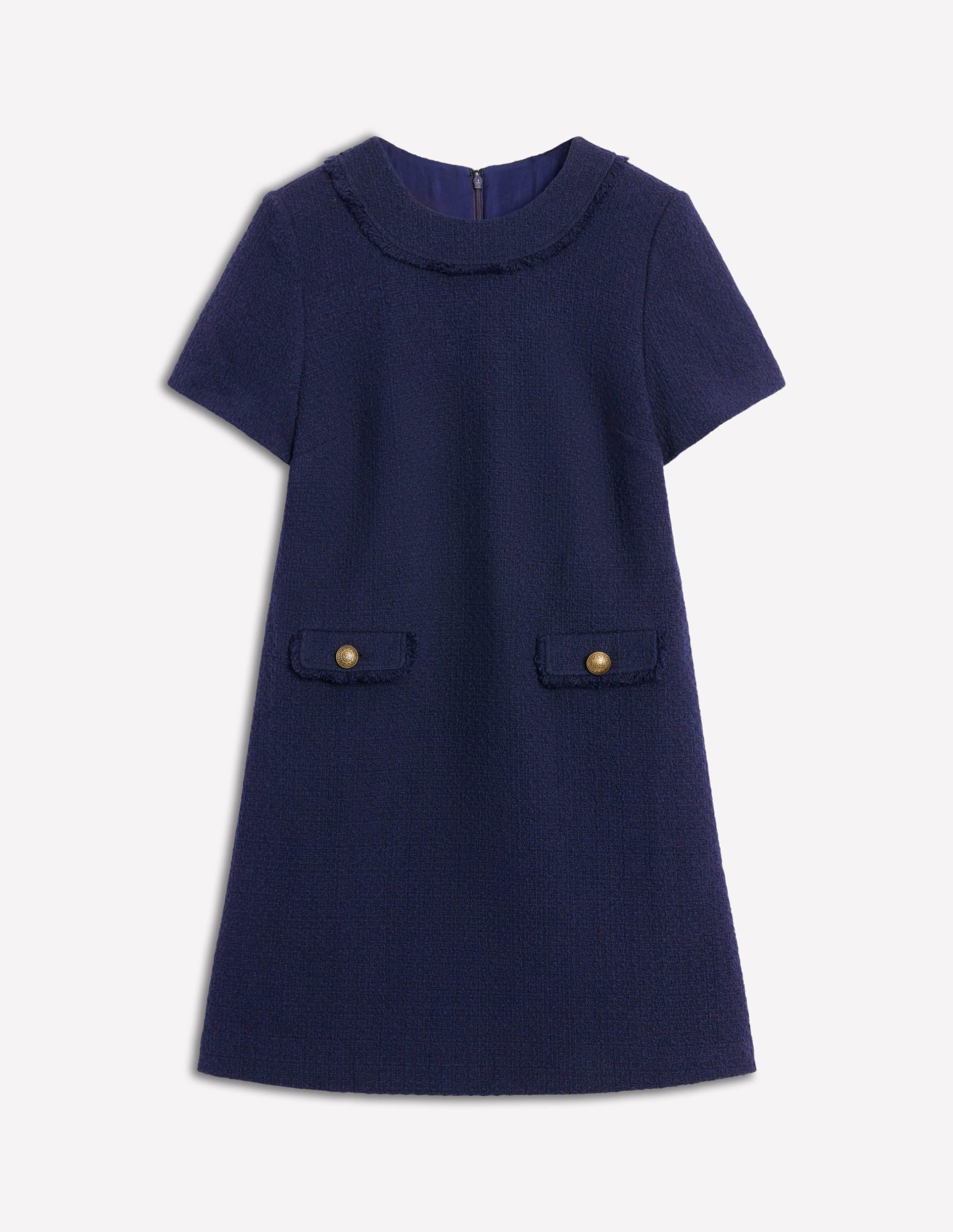 Evita Cotton Shift Dress-Navy - Image 5