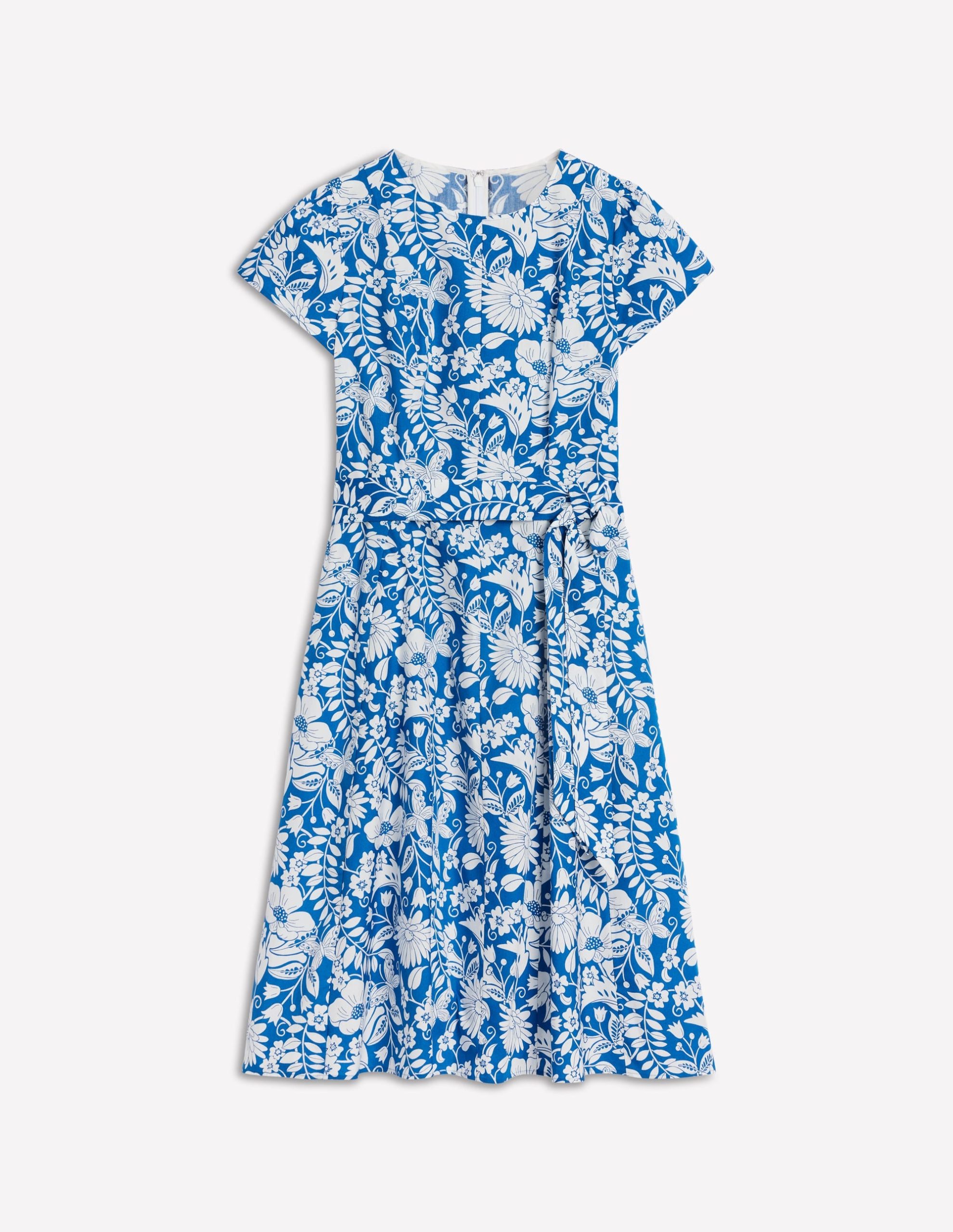 Imo Cotton Godet Short Dress-Gallery Blue. Wildflower Trail - Image 5