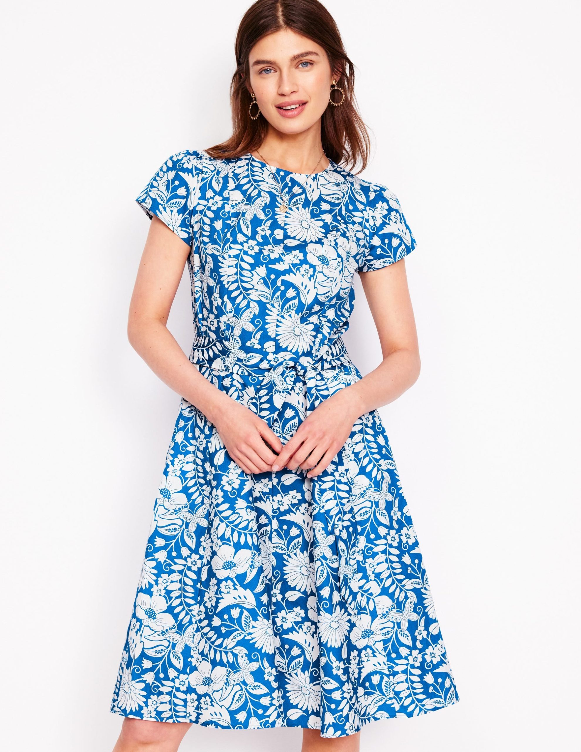 Imo Cotton Godet Short Dress-Gallery Blue. Wildflower Trail