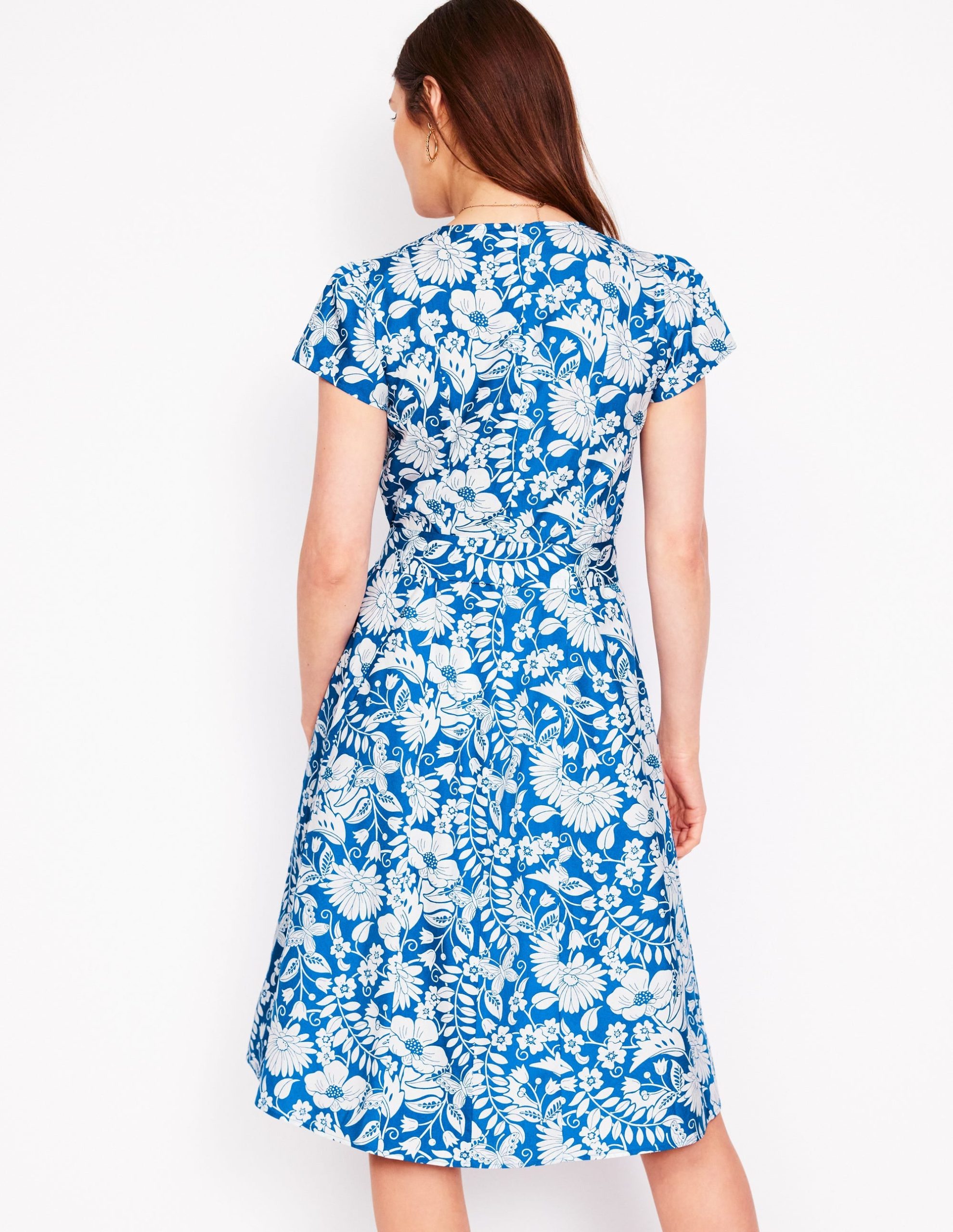Imo Cotton Godet Short Dress-Gallery Blue. Wildflower Trail - Image 3