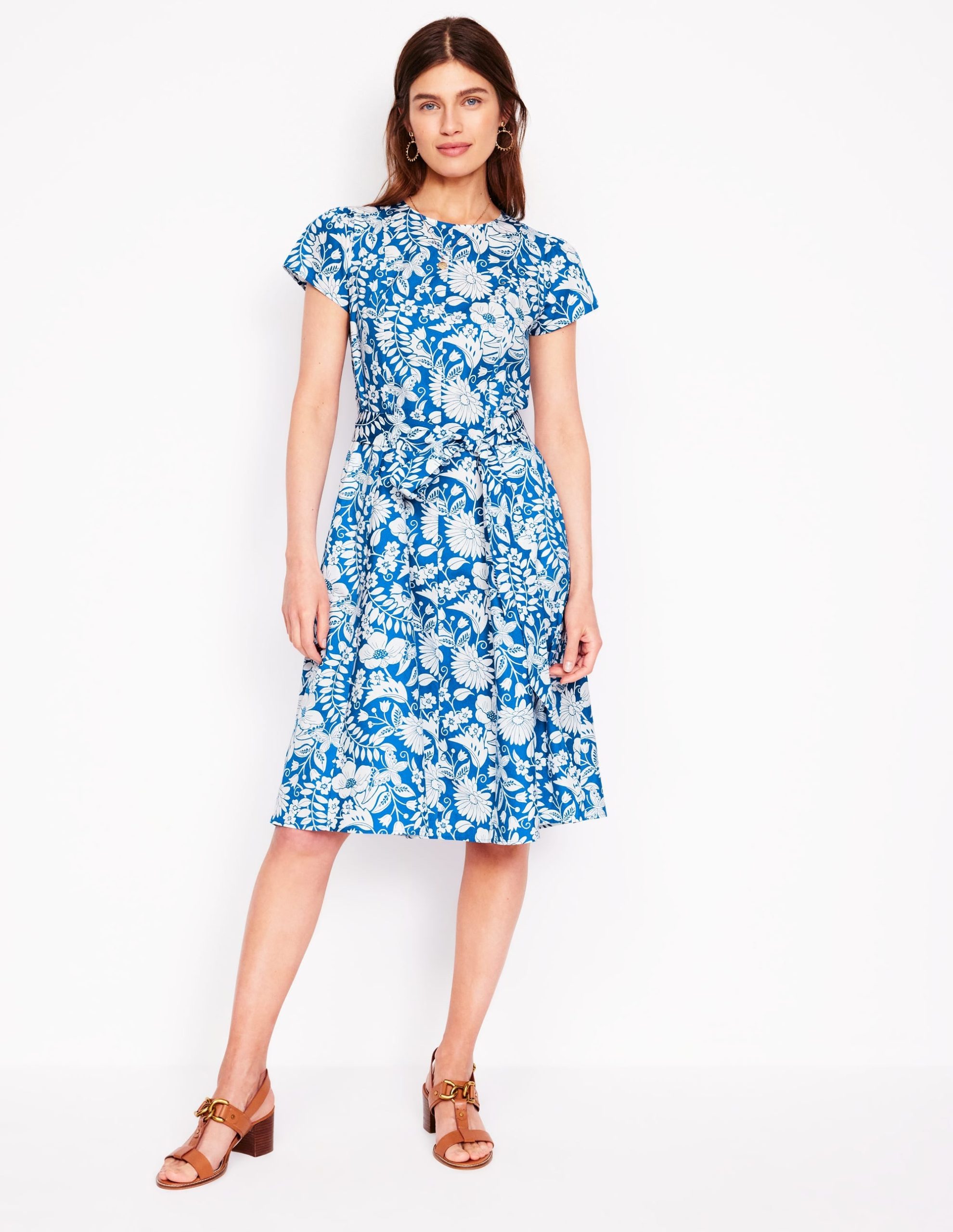 Imo Cotton Godet Short Dress-Gallery Blue. Wildflower Trail - Image 4